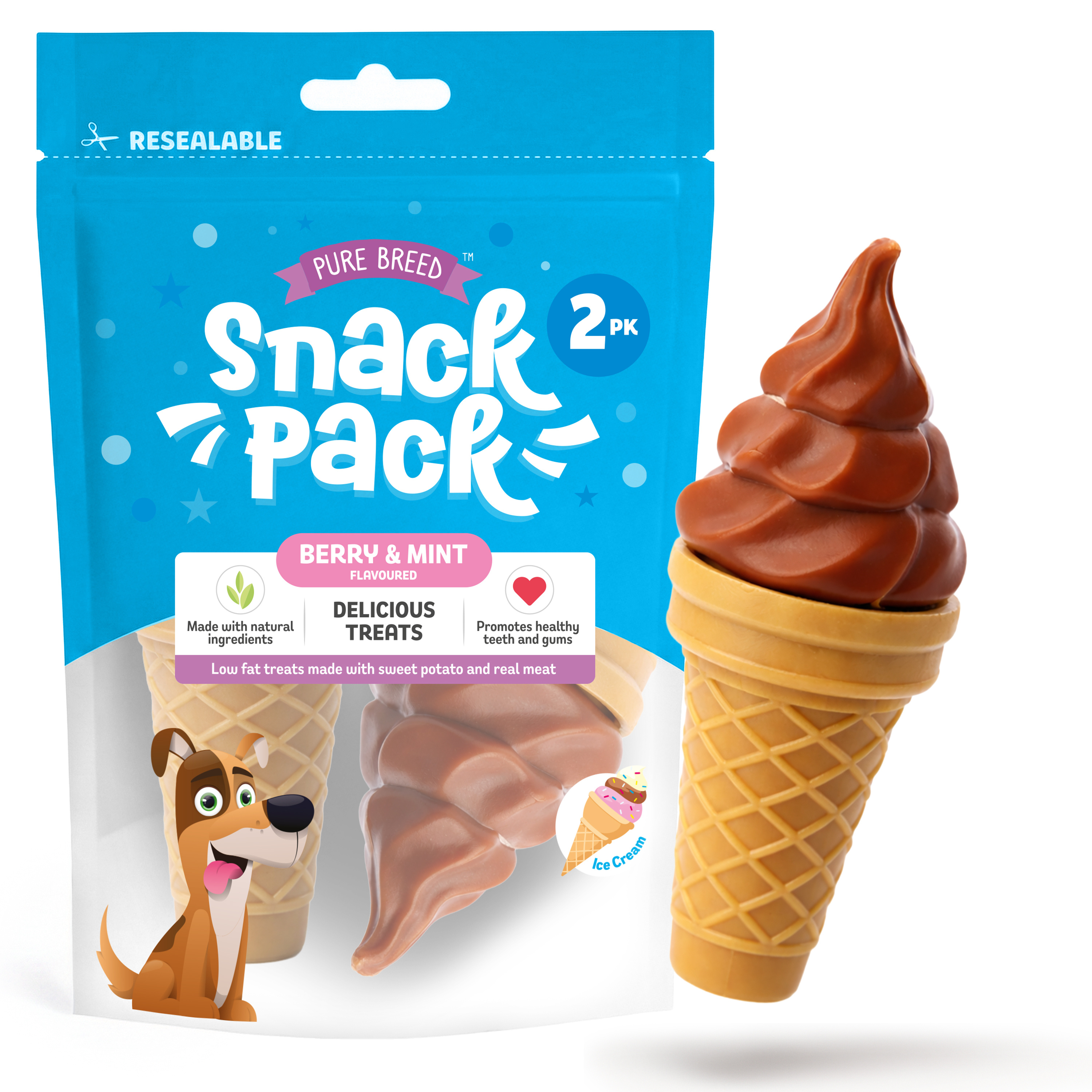 TEMU Pure Breed Dog Chews 2 Pack | Mint & - Treats | Healthy Grain-free Dog Snacks | Long Lasting Natural Chew For All Breeds | Daily Training Reward