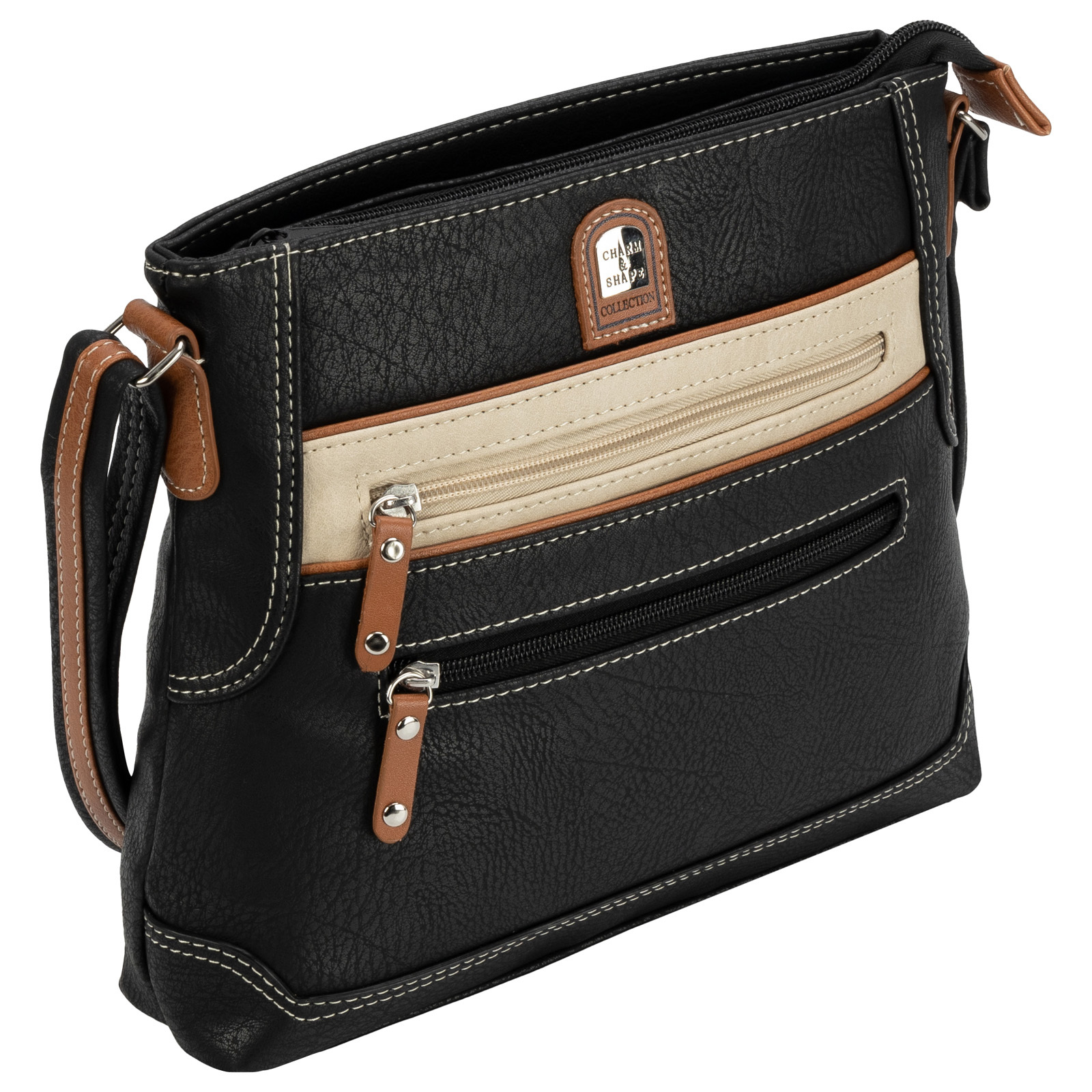 Women' Handbag Shoulder Bag Crossbody Bag Top Handle Bag Crossover Bag Leather Look Black-cream