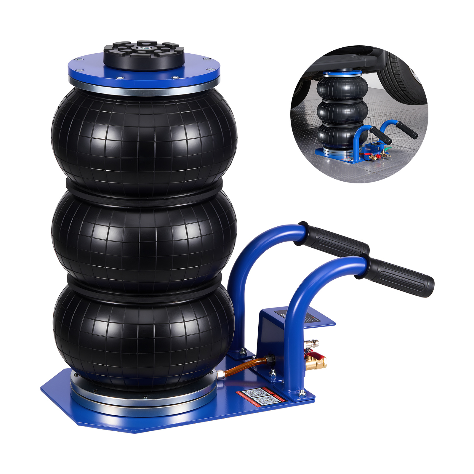 Image of Vevor Air Jack, 3 Ton Air Jack, Airbag With 6 Steel Pipes, Lift Up To 450 Mm, 1-6 Lifting Pneumatic With Short Handles & Rubber Pad For Cars, Suvs, Pickup Trucks Repair, Garage