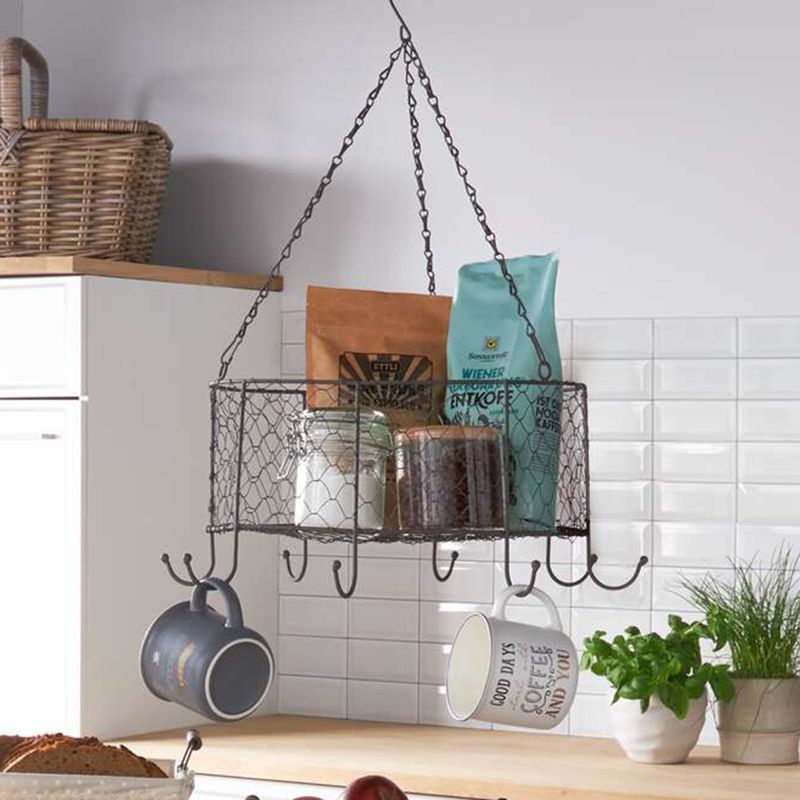 Wreath "nostalgia" In Metal, Gray, Ø 35 Cm, Ceiling Wreath With 8 Hooks, Kitchen Wreath, Hanger