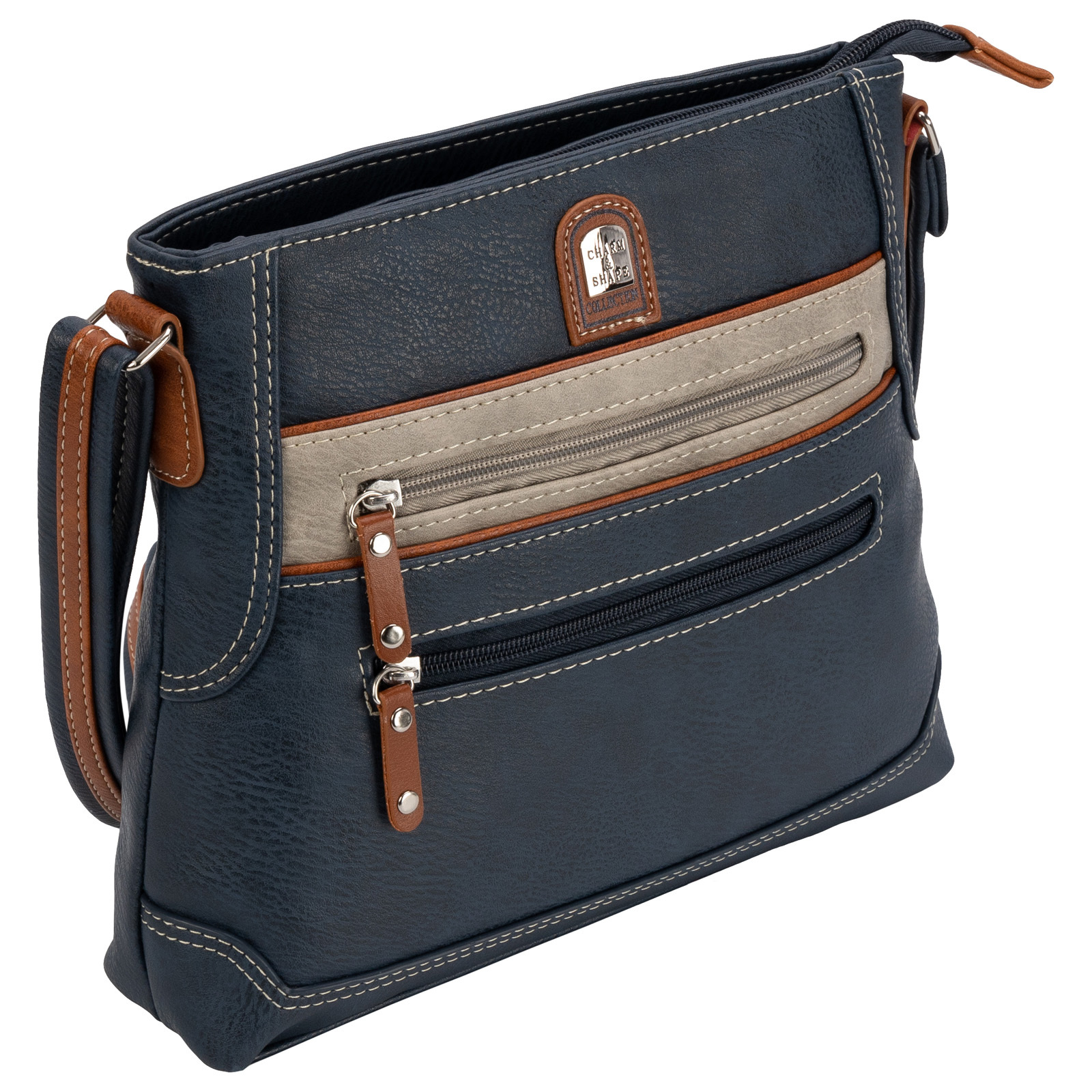 Image of Women's Handbag Shoulder Bag Crossover Bag 4 Leather Look Blue-gray (hxbxt): 25cm X 28cm X 7cm Large Main Compartment