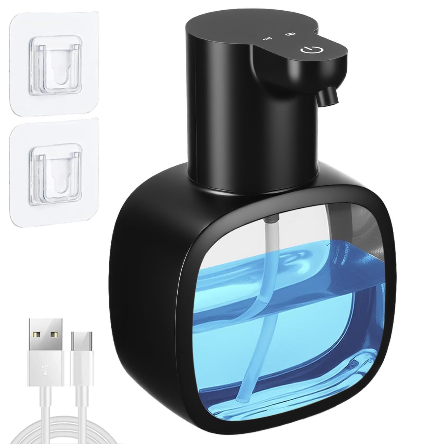 E-shop 500ml Automatischer Seifenspender, 4-Stufen einstellbarer elektrischer Seifenspender für Bad, Toilette, Küche und Büro