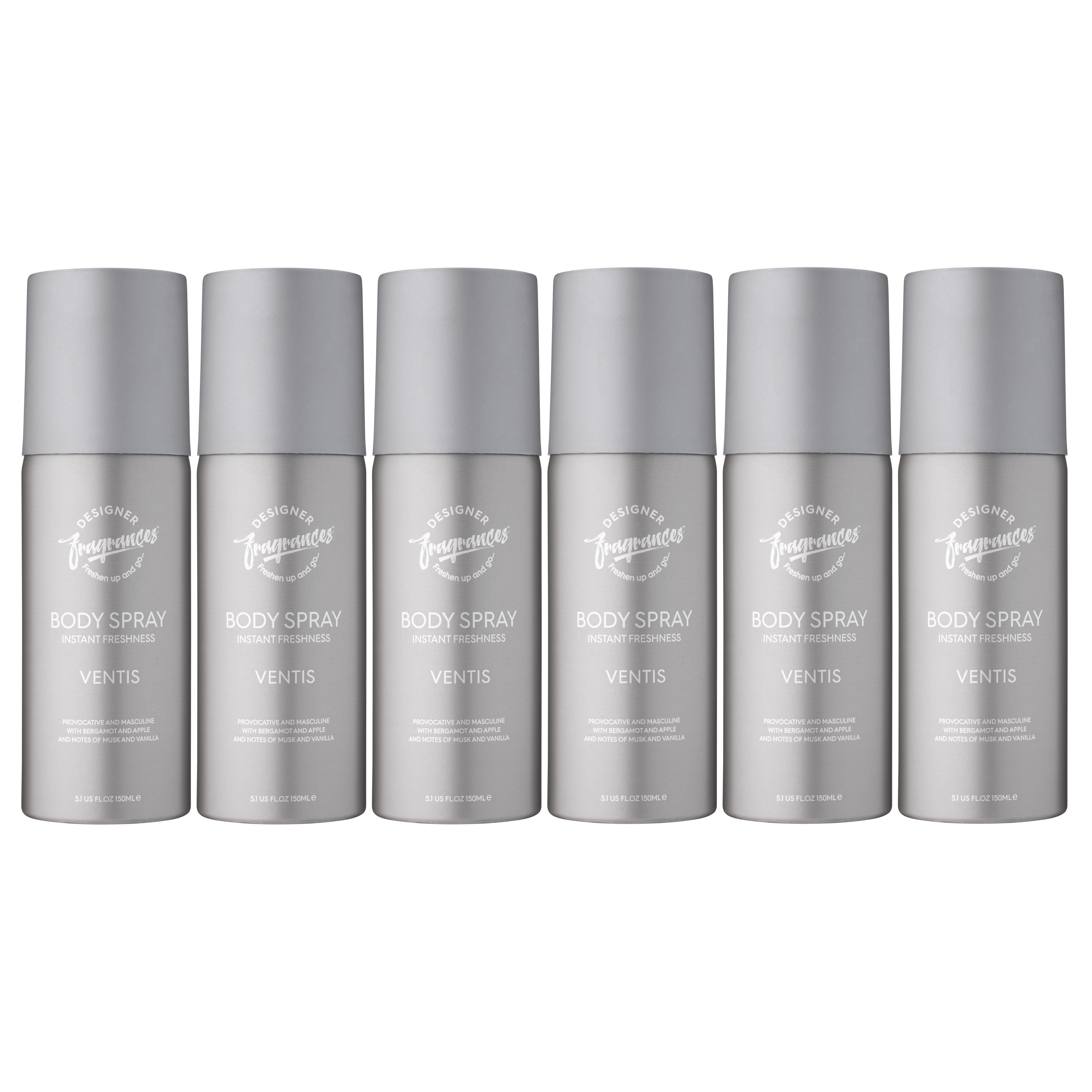 TEMU Men's Body Spray Deodorant Cans Designer Fragrances 6 Pack - For Instant Freshness On The Go - Long Lasting Smell - Gift Sets - 150ml