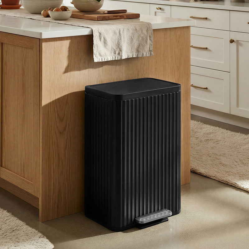 Trash Can With 50 Liter Capacity, Foot-operated With Lid, Kitchen Waste Bin, Steel, Includes 15 Trash Bags, Mechanism, Removable Inner Container