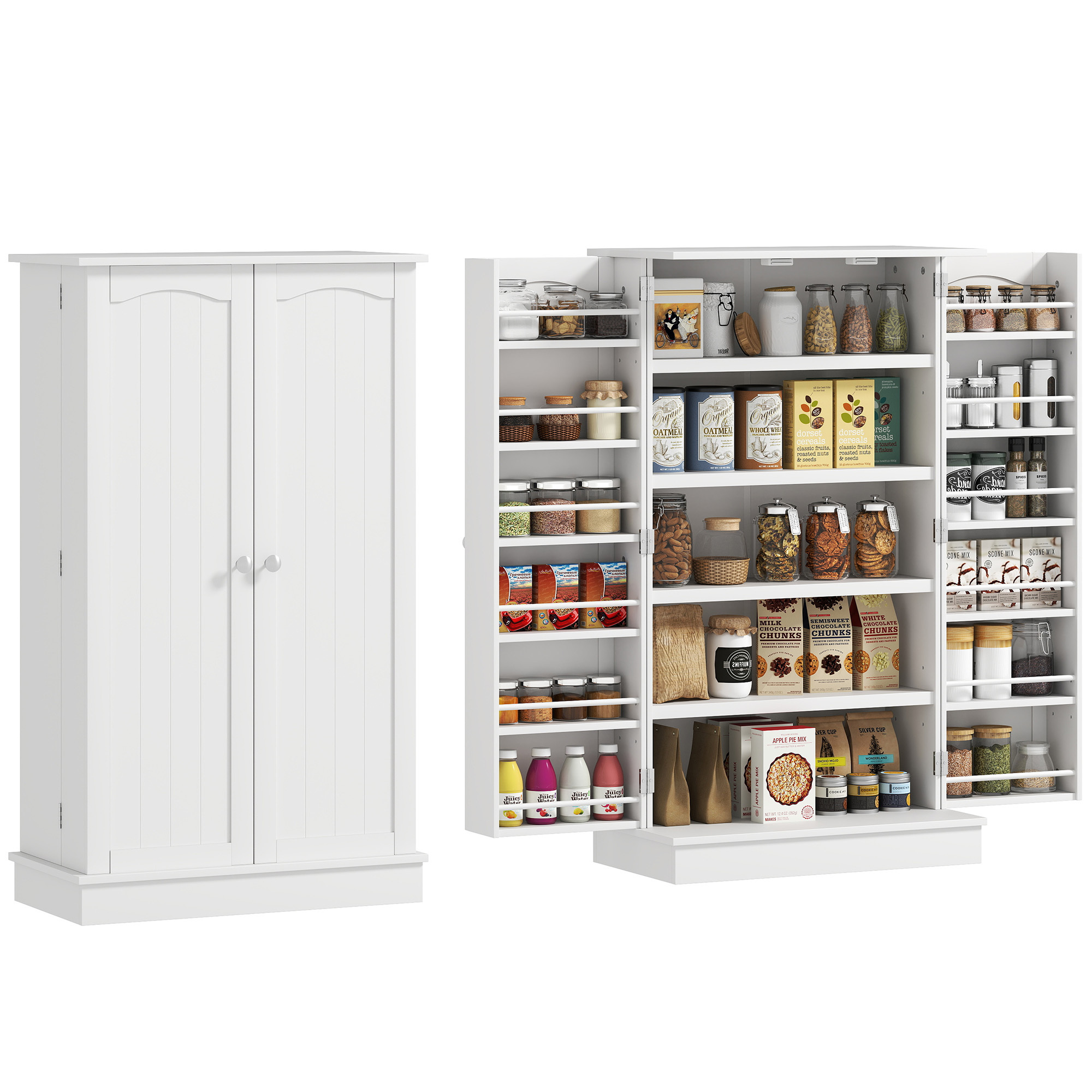 TEMU Armoire de cuisine buffet cuisine vaisselier meuble de rangement moderne avec , étagère réglable et 12 porte-épices, garde-manger pour salle à