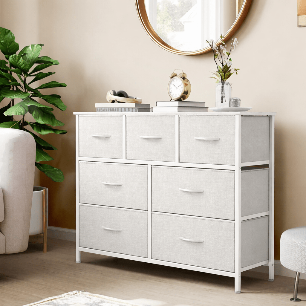 Image of Chest Of Drawers With 7 Drawers, Cupboard, Fabric Drawers With Handles, Chest Of Drawers With Sturdy
