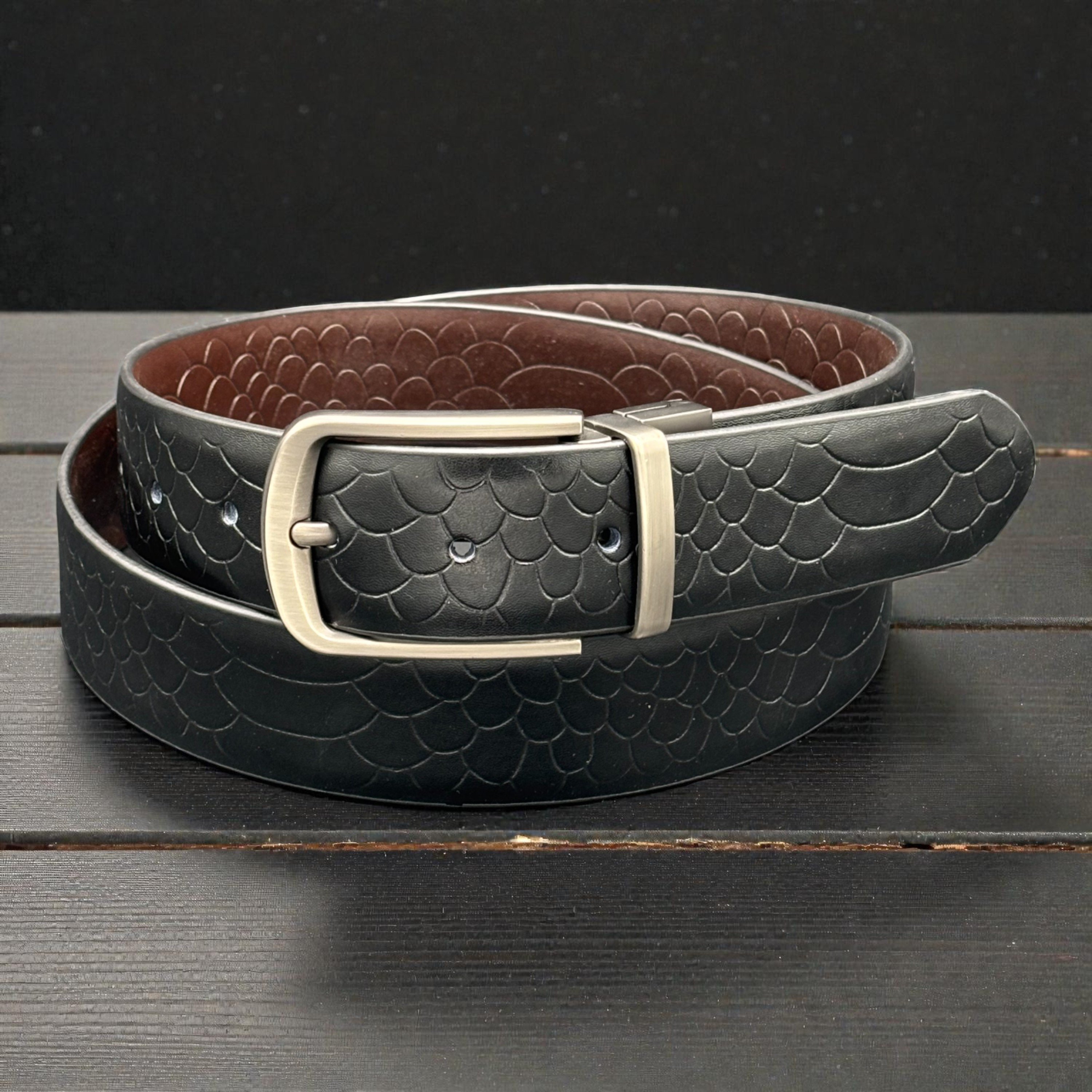 Black/Brown Reversible Full Grain Leather Belt