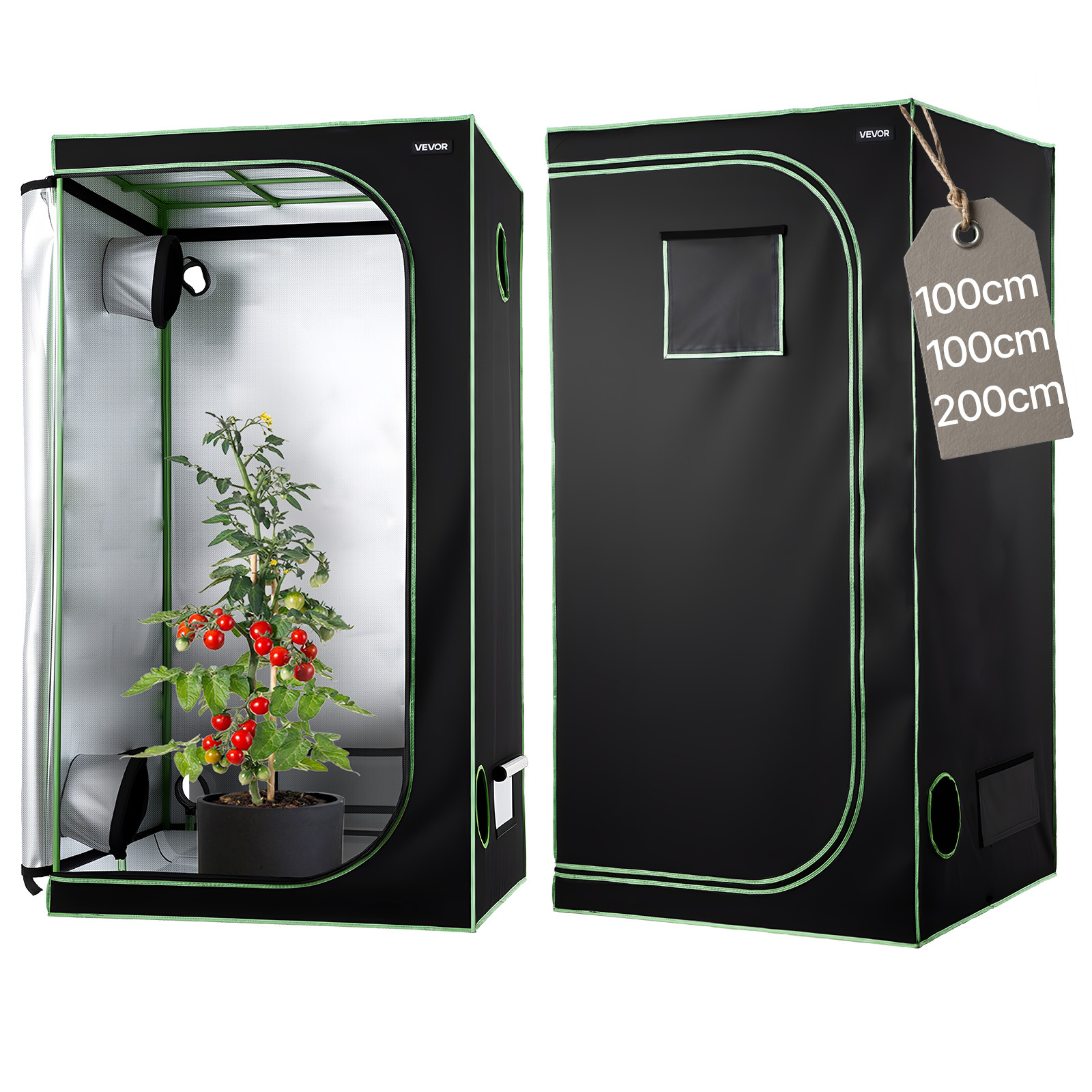 TEMU VEVOR Tente de intérieure, x 200 cm, Mylar à haute réflexion 600D, Tente pour plantes d'intérieur avec fenêtre d'observation, plateau de sol et