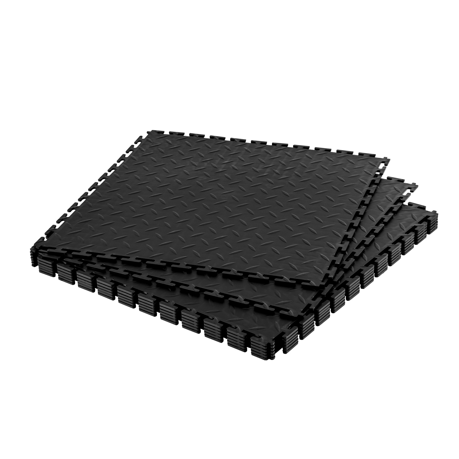Vevor Garage Floor Tiles Interlocking, 8 Pack 513 X 513 X 5 Mm Interlocking Modular Garage Flooring Tiles, Diamond Plate Slip-resistant Pvc Mats For Workshop, Warehouse, Tool Room, Black