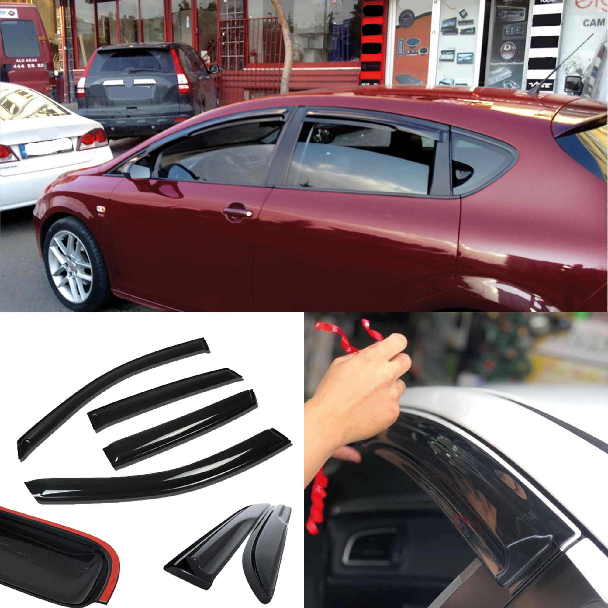 TEMU Visiera Finestrino per MK2 2005-2012 4 pezzi Accessori Auto Paravento Antipioggia Deflettore Aria WeatherShield Modanatura Bordo Paraspifferi
