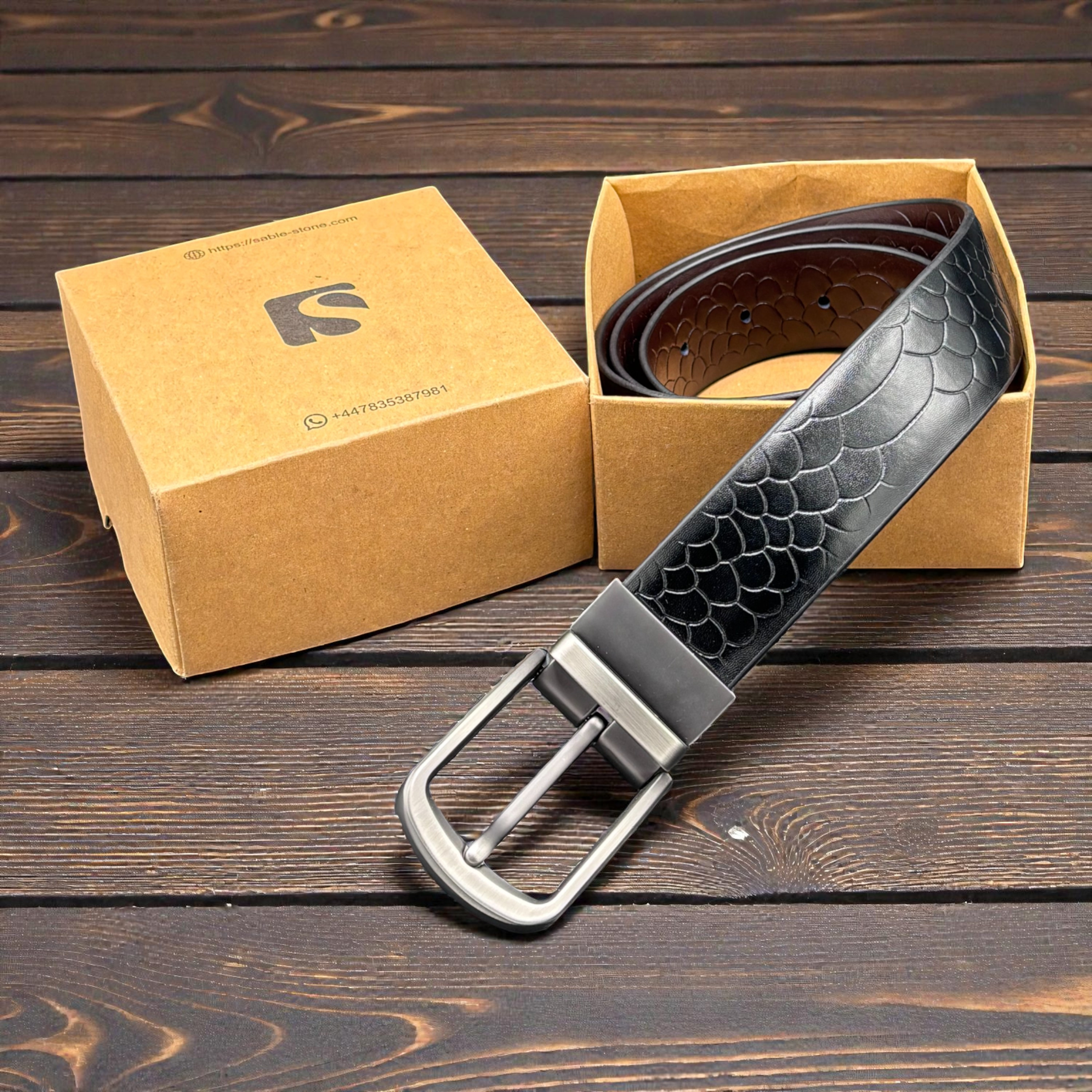 Black/Brown Reversible Full Grain Leather Belt