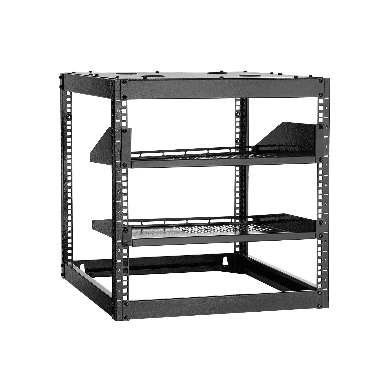Vevor 10u Network Rack, 585 Mm Depth, Wall Mounted Or Floor Standing Server Rack, Heavy Duty 4 Post, With Vented Shelves & Mounting Hardware, Holds All Your Networking It Equipment Av Gear