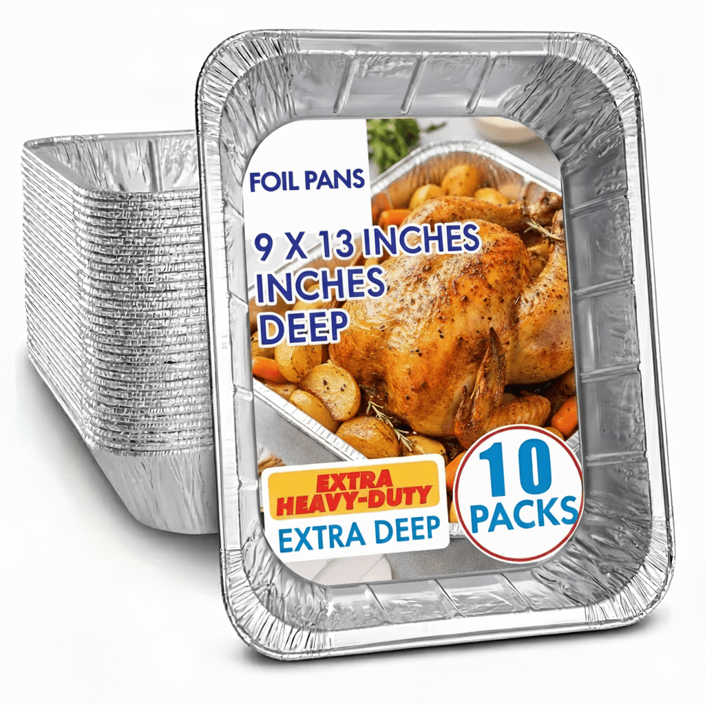 TEMU 10pcs Heavy Duty Aluminium Foil Trays 9 X 13 - Ideal For Cooking, Baking, Meal Prep And Food Storage - Multifunctional Foil Pans