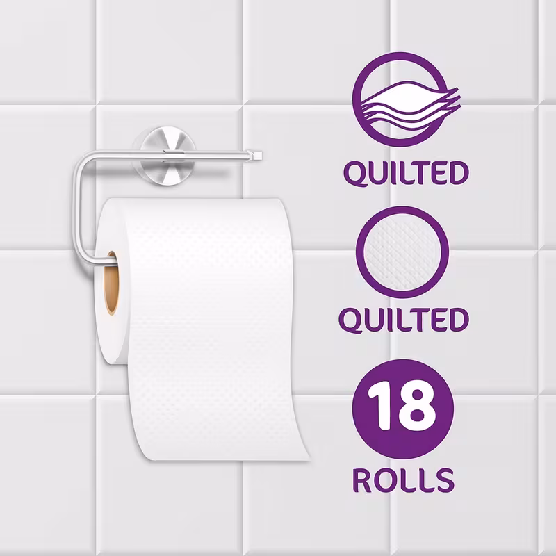 18 rolls of 3 ply premium quilted toilet paper length per roll strong absorbent toilet tissue details 1