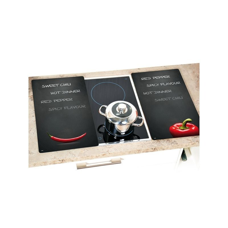 E-shop Herdabdeckplatten 2er Set KESPER Herdabdeckungen Motiv: Schneideplatte aus Glas Herd-Abdeckung Glaskeramik Herdschutz Abdeckplatte