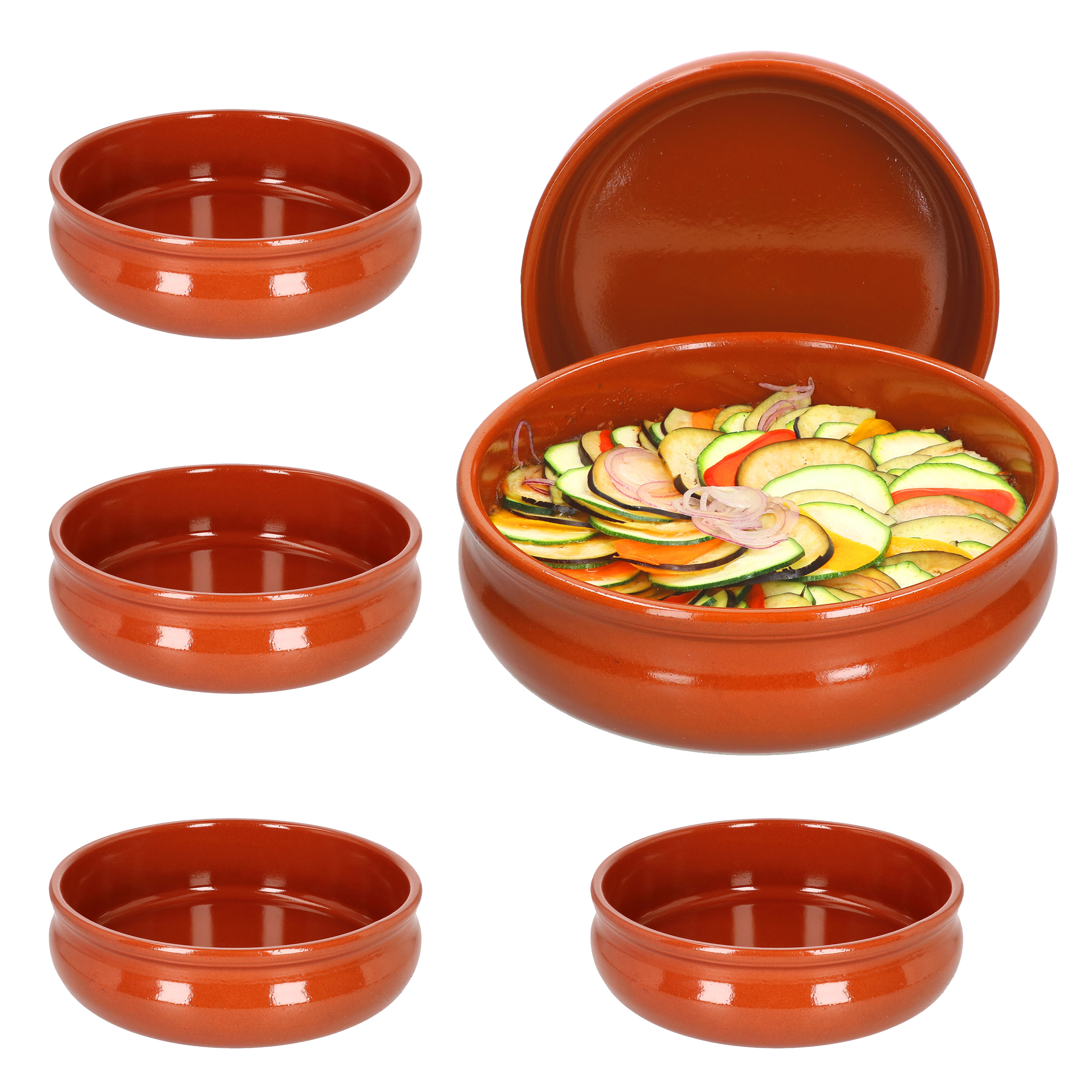 6pcs Set Cazuela Ton-bowl Belly-shaped Ø 24cm Medieval Viking