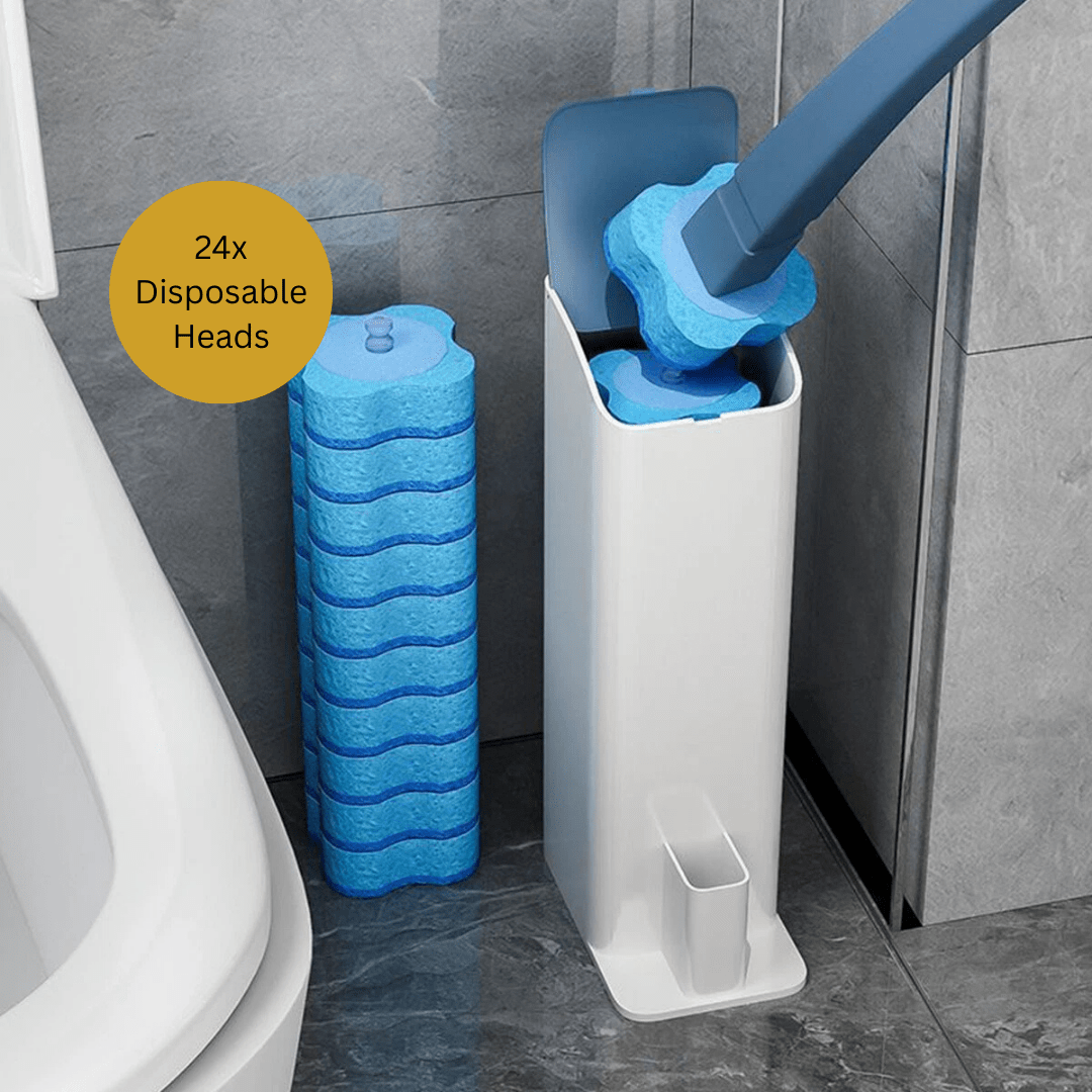 1 set of toilet brushes with 24 disposable brush heads toilet cleaning brushes bathroom cleaning brushes no dead corners cleaning supplies