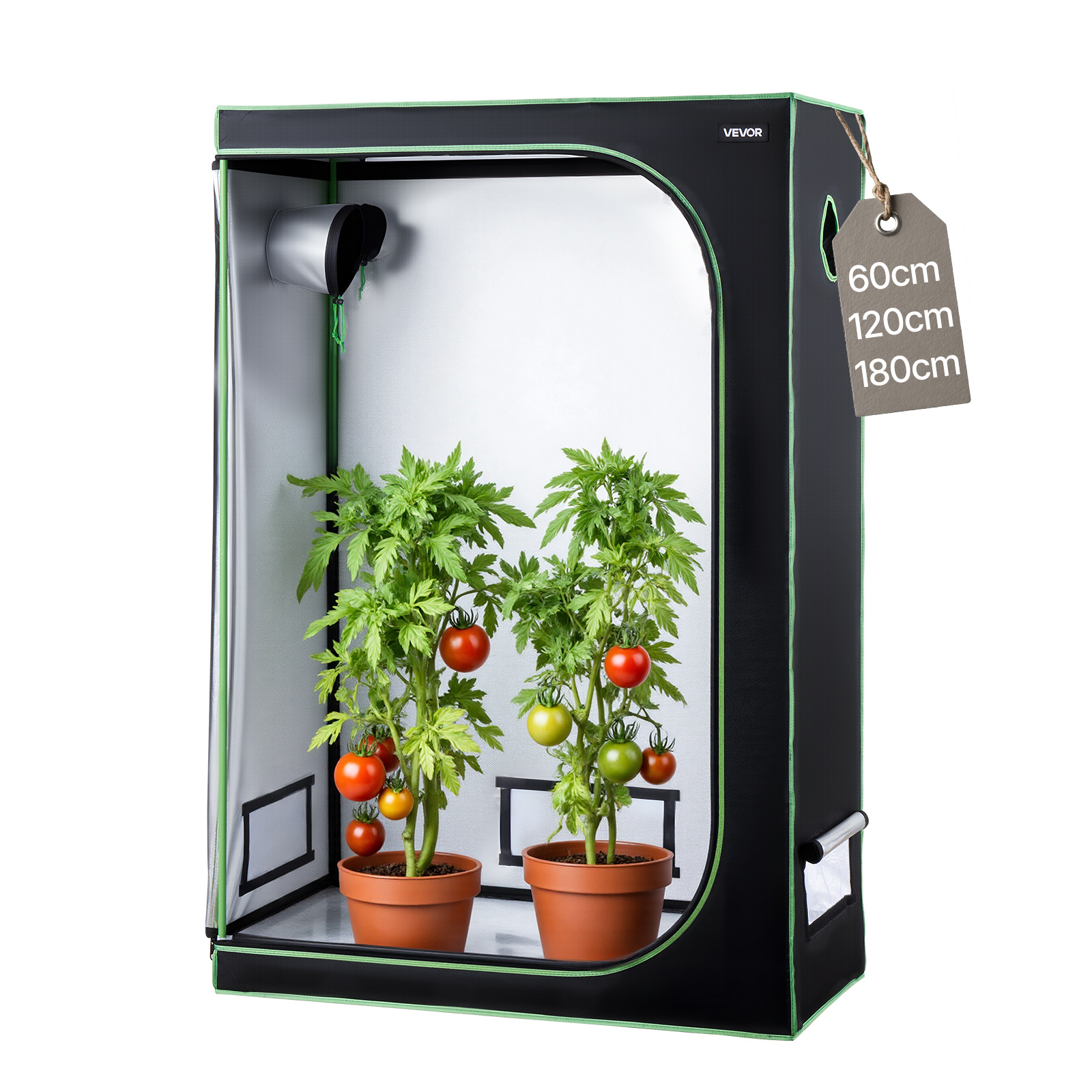 Vevor Indoor Grow Tent, 120 X 60 X 180 Cm, 600d High Reflective Mylar, Indoor Plant Tent With Observation Window, Floor Tray & Zipper, Heavy Duty Growing Tents For Fruit Flower Veggie