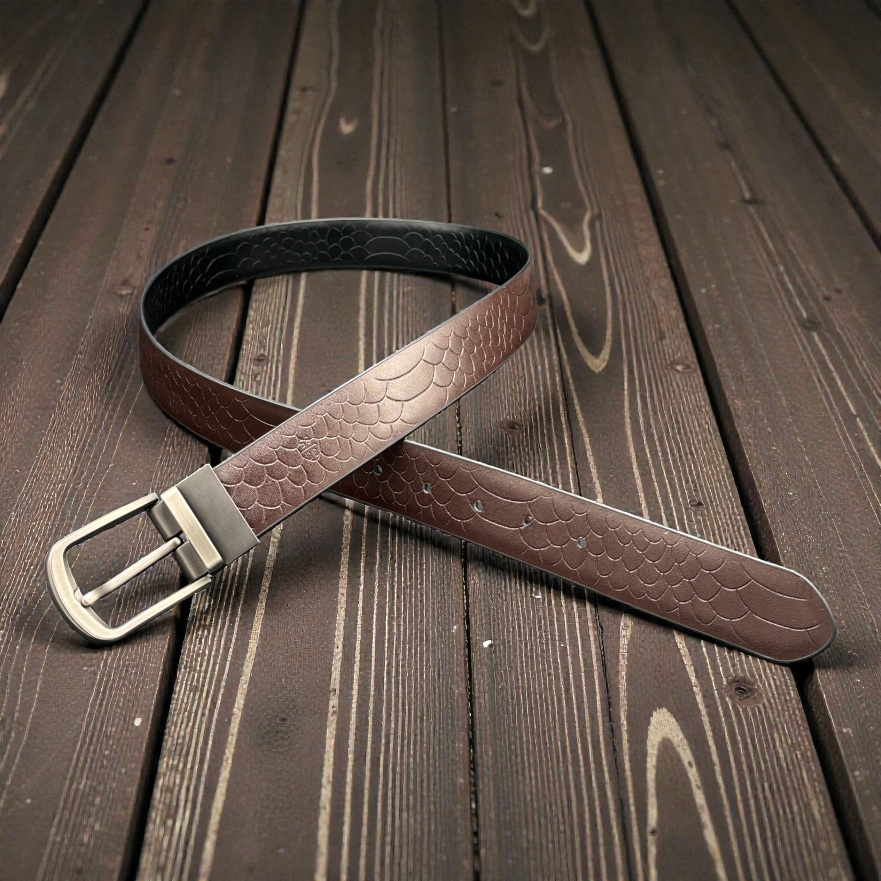 Black/Brown Reversible Full Grain Leather Belt
