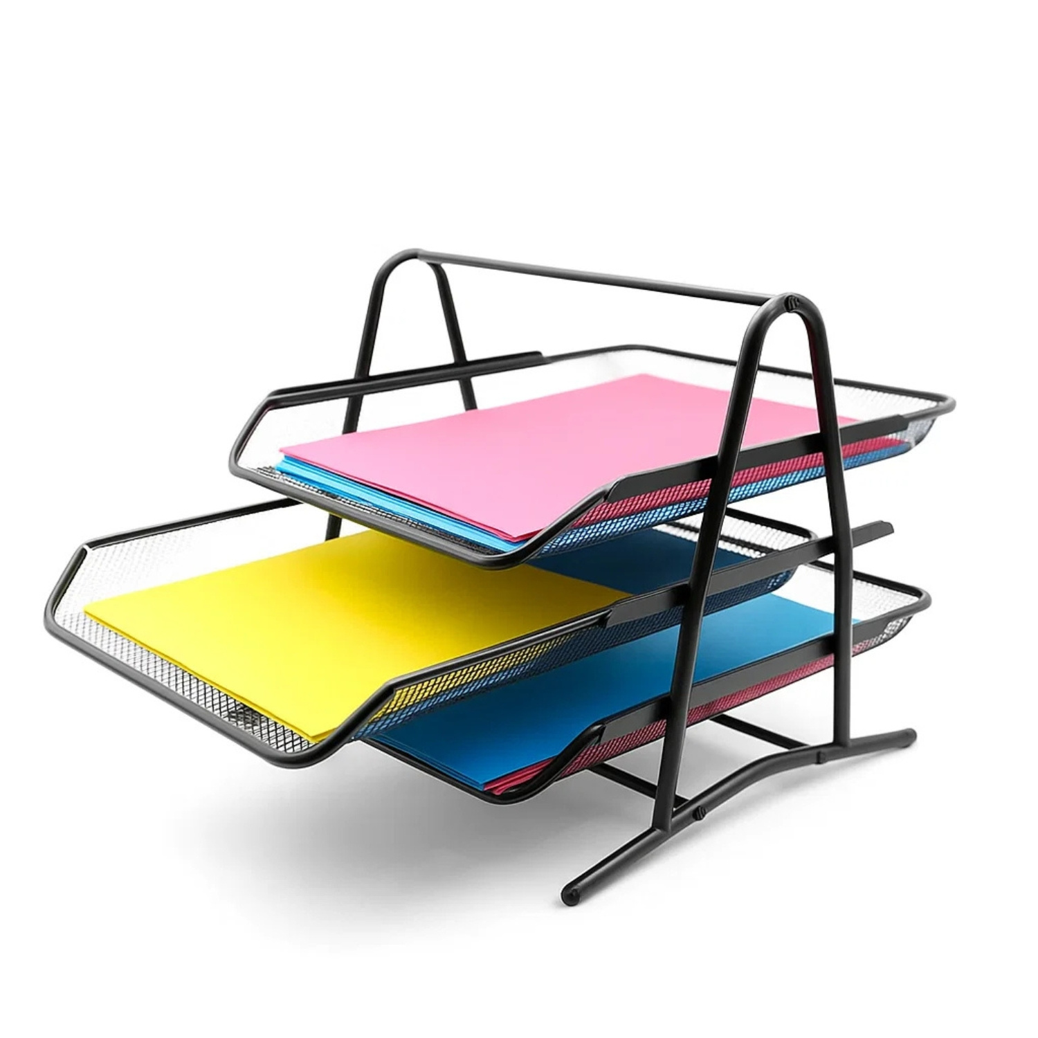 E-shop Dokumentenablage Briefablage A4 Ablagefächer ausziehbar schwarz aus Metall – Briefablage mit 3 Fächern - Schreibtisch Organizer Ablage
