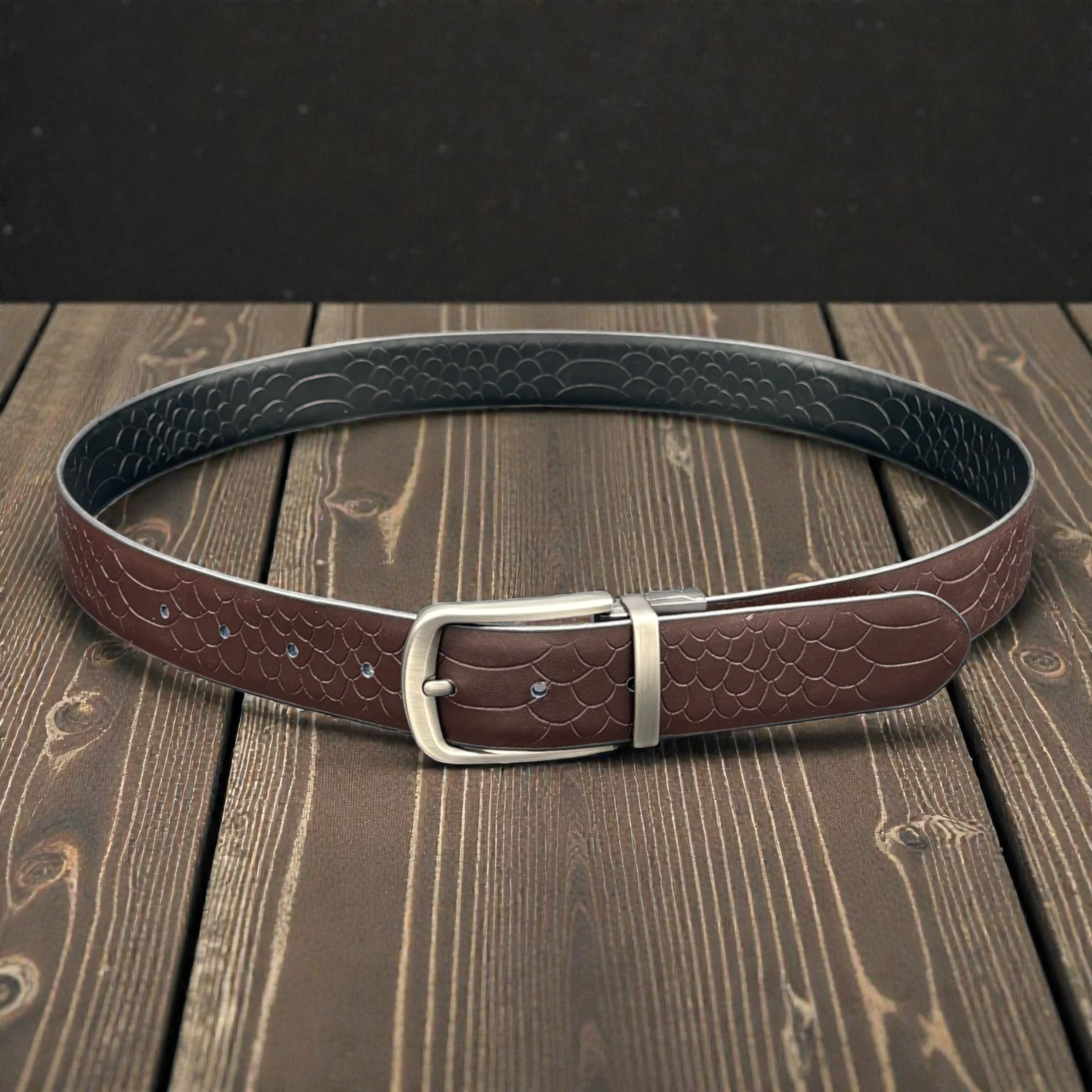 Black/Brown Reversible Full Grain Leather Belt