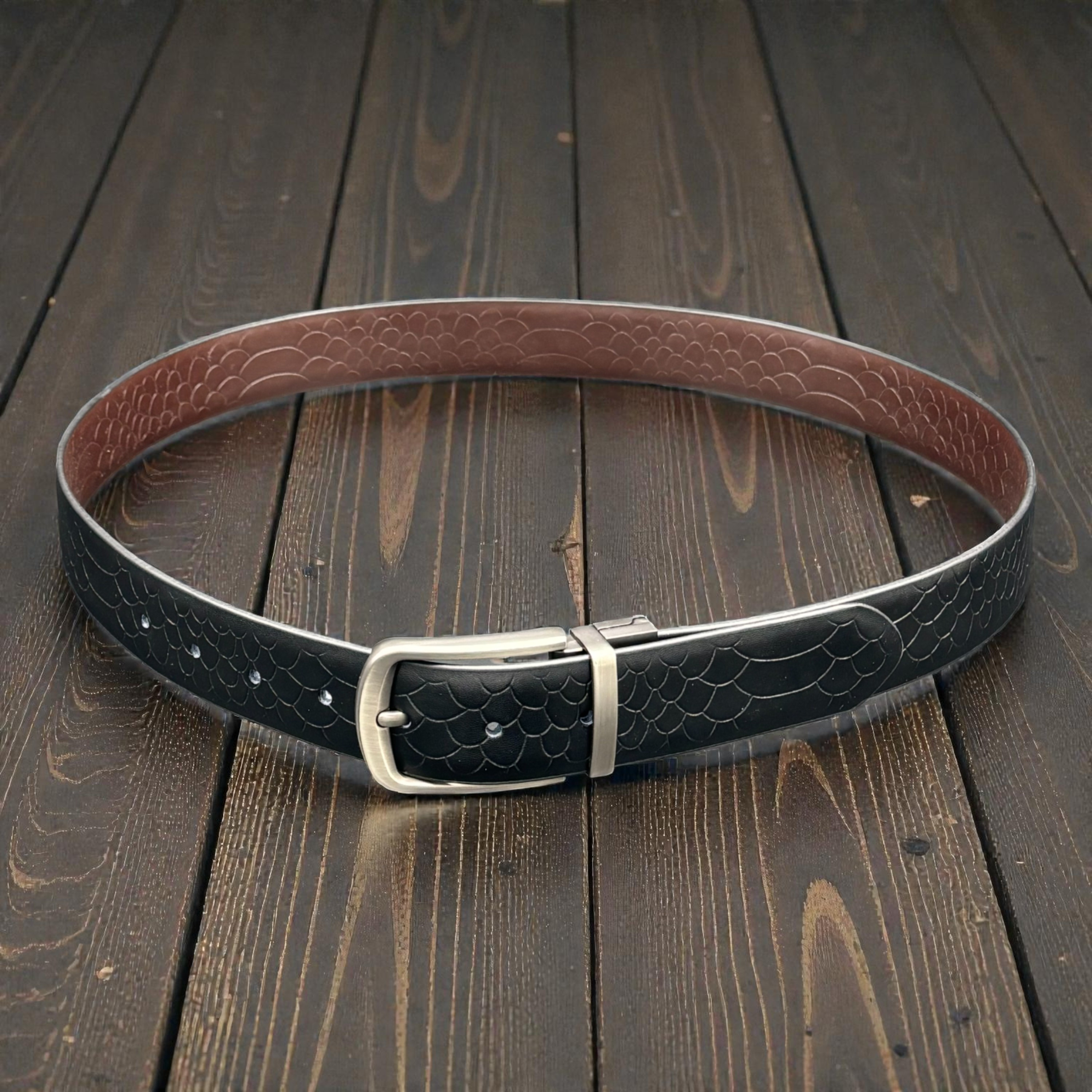 Black/Brown Reversible Full Grain Leather Belt