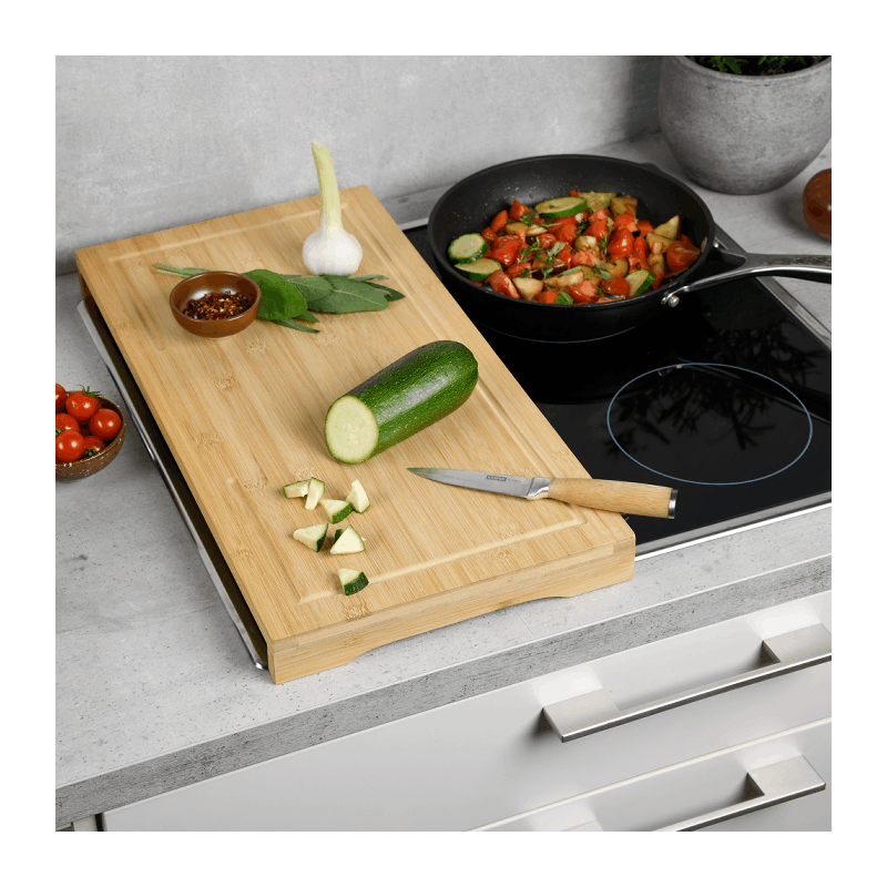 Image of Kesper Cutting And Cover Board: Bamboo Cutting Board And Stove Cover In One, Cutting Board, Stove Protector, Stove Cover Plate, Wooden Board, Serving Board, Cutting Board