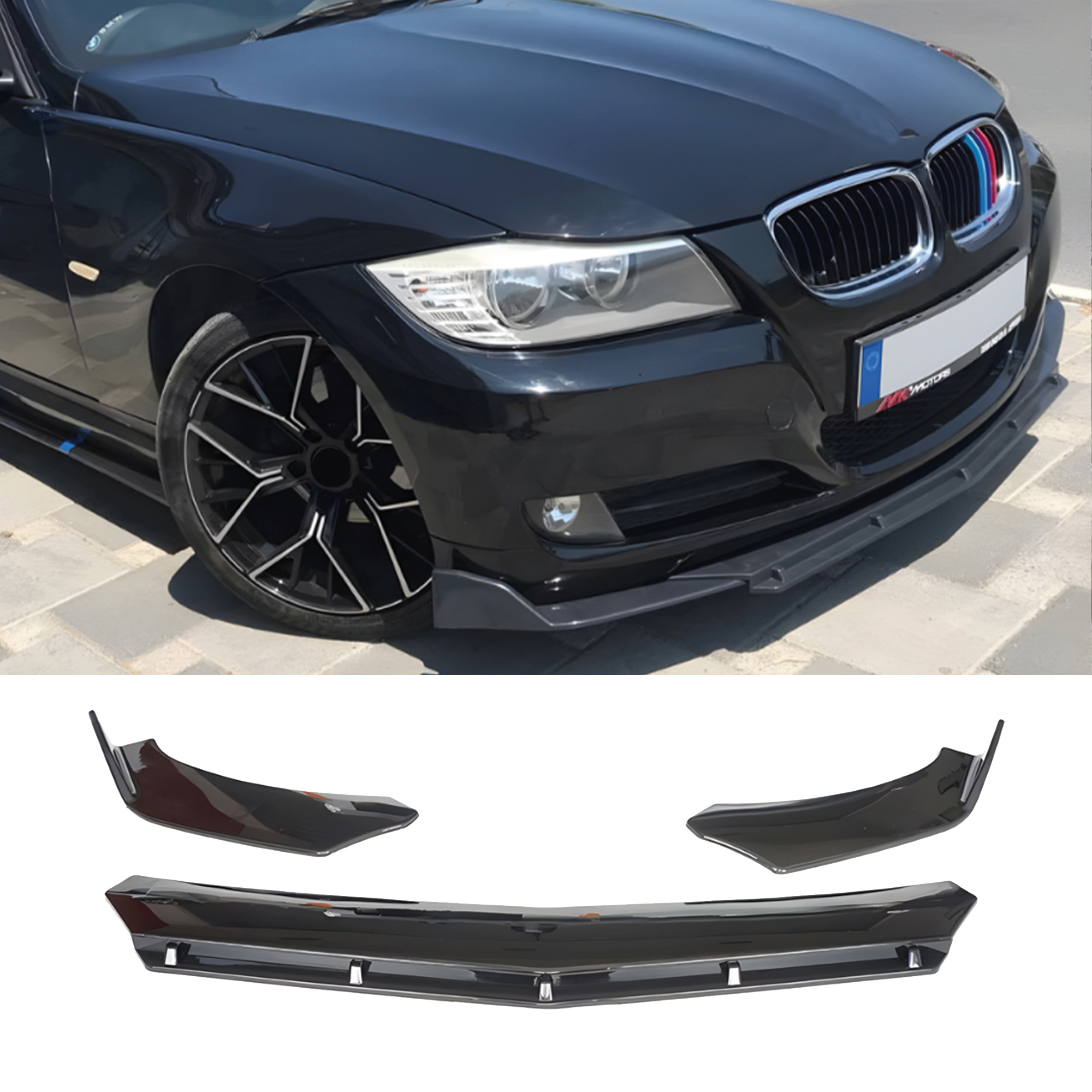 TEMU Front Bumper Lip Wrap voor BMW 3 Serie E90 E91 Br Model 3 Stuks Universele Auto Tuning Carrosserieonderdeel Body Kit