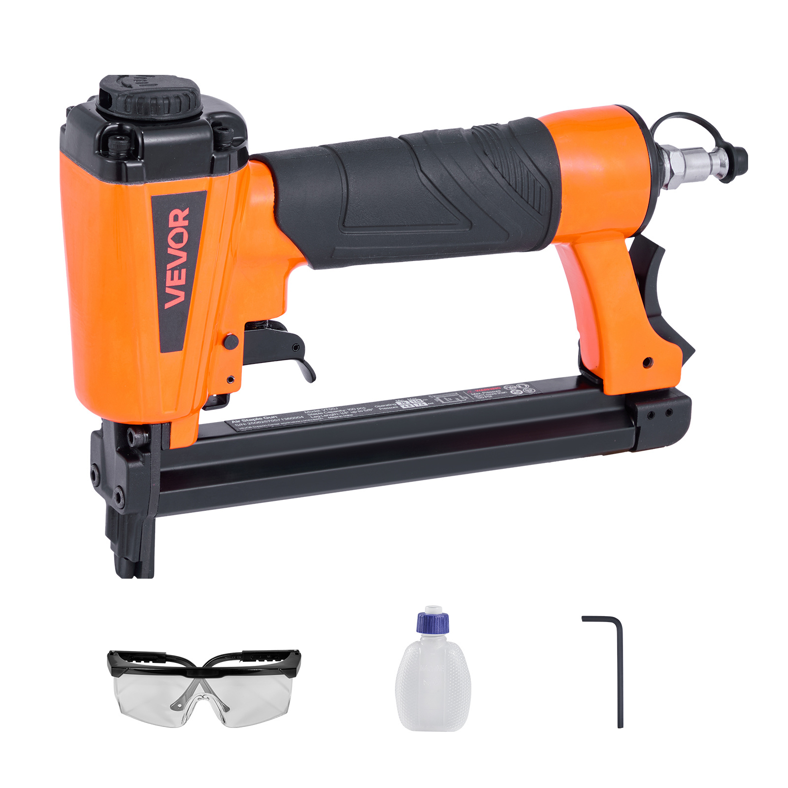 Vevor Pneumatic Staple Gun, 20 Gauge T50 Pneumatic Upholstery Stapler For 10.8mm Crown 4mm-16mm Length , 70-110 Psi Air Staple Gun For Woodworking, Upholstering, Fabric, Crafts, Diy Projects