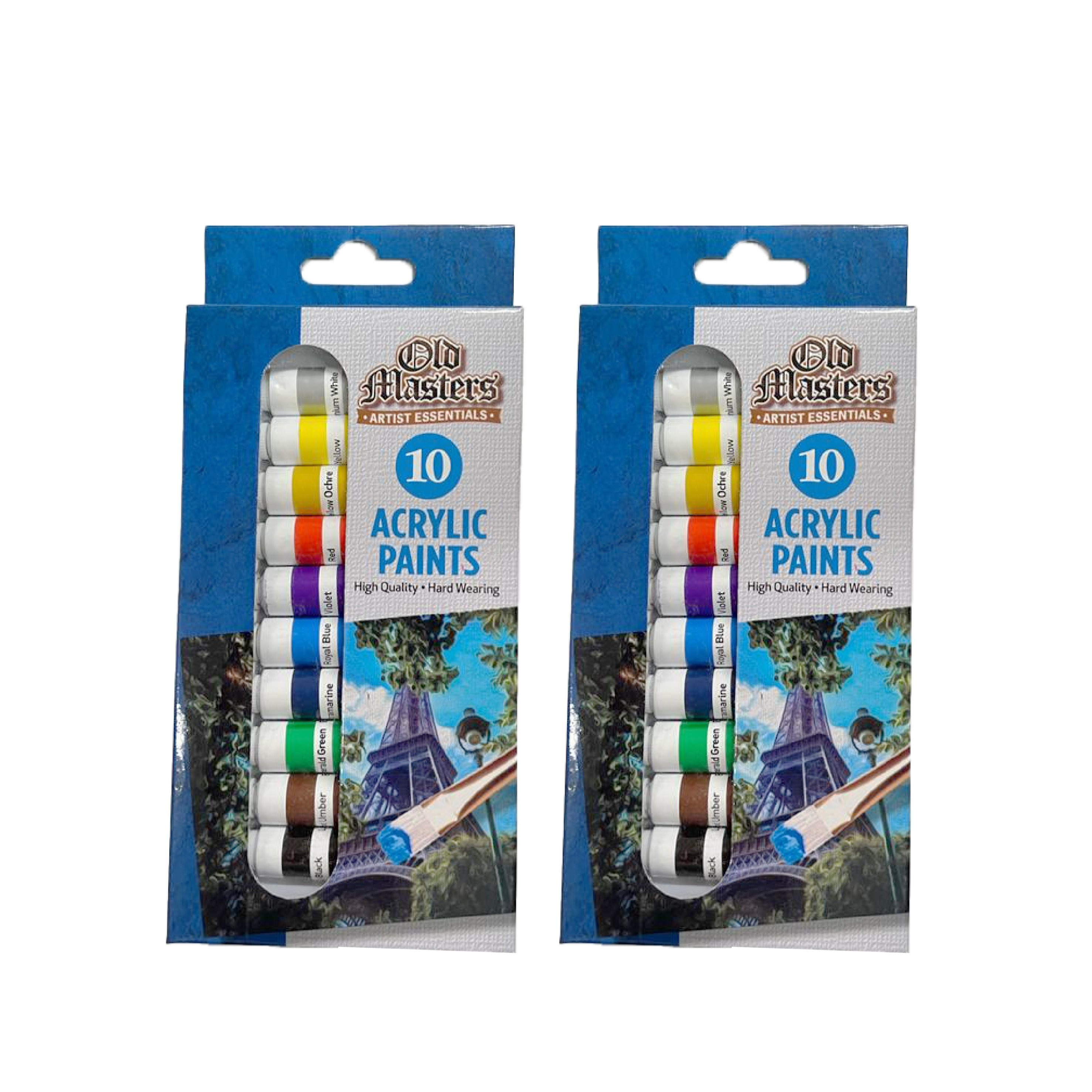 TEMU Sul Acrylic Paint Set Of 10 Colours 2pk Artist Acrylic Paint Set Canvas Painting Set Kit Artwork Wood, Glass, Fabric Ceramic