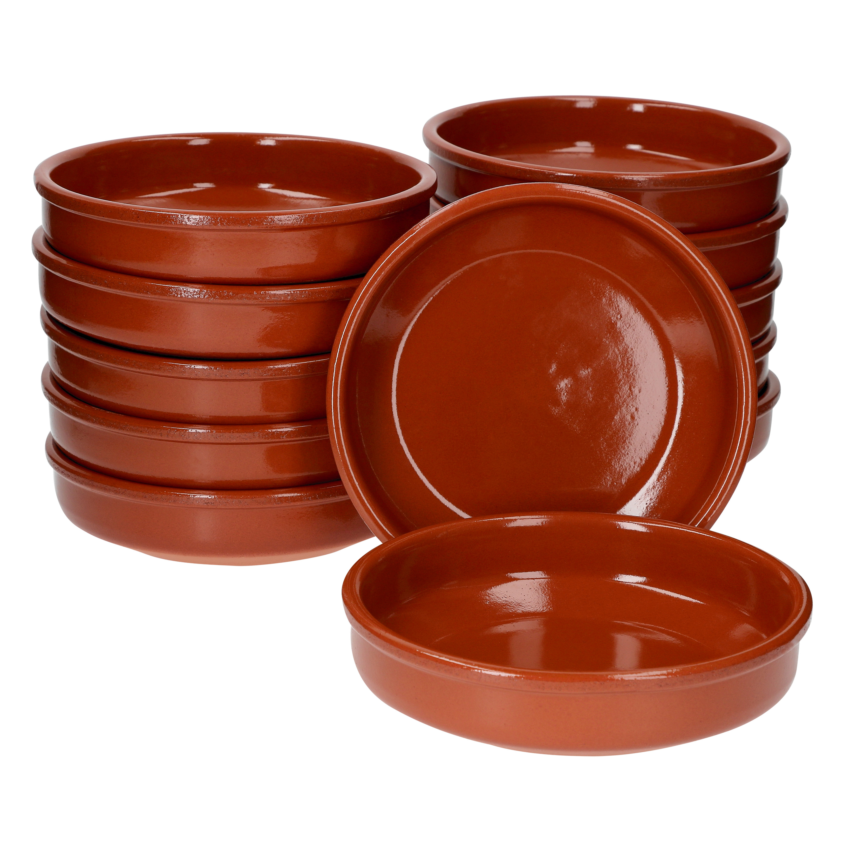 12pcs Set Of Bowls, Glazed Mediterranean Clay, L Ø 20 Cm