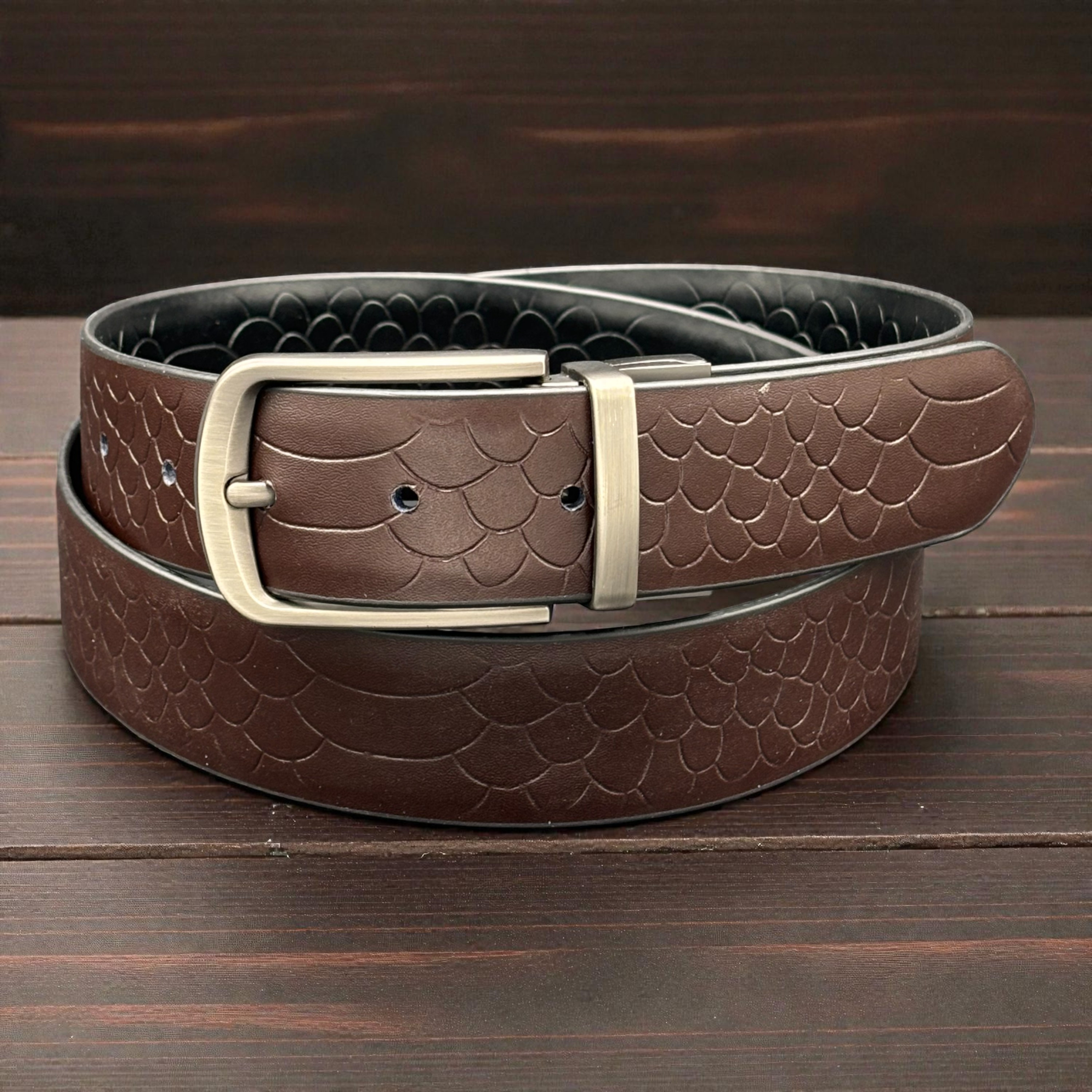 Black/Brown Reversible Full Grain Leather Belt