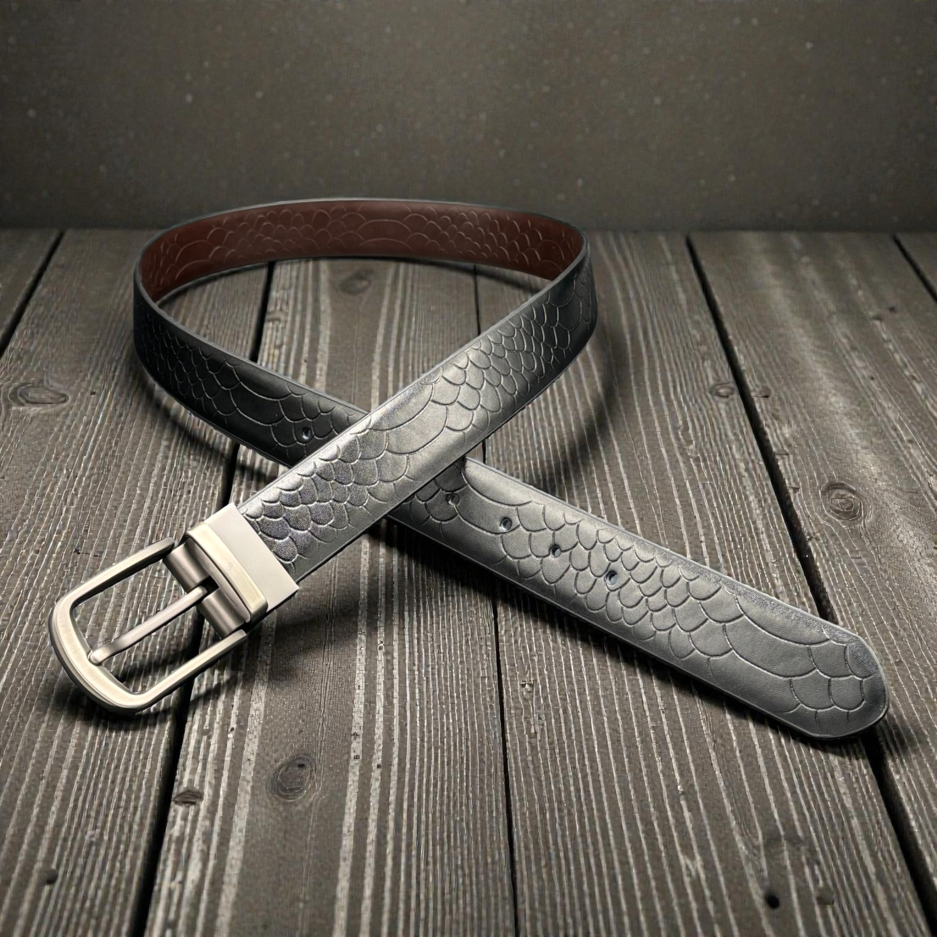 Black/Brown Reversible Full Grain Leather Belt