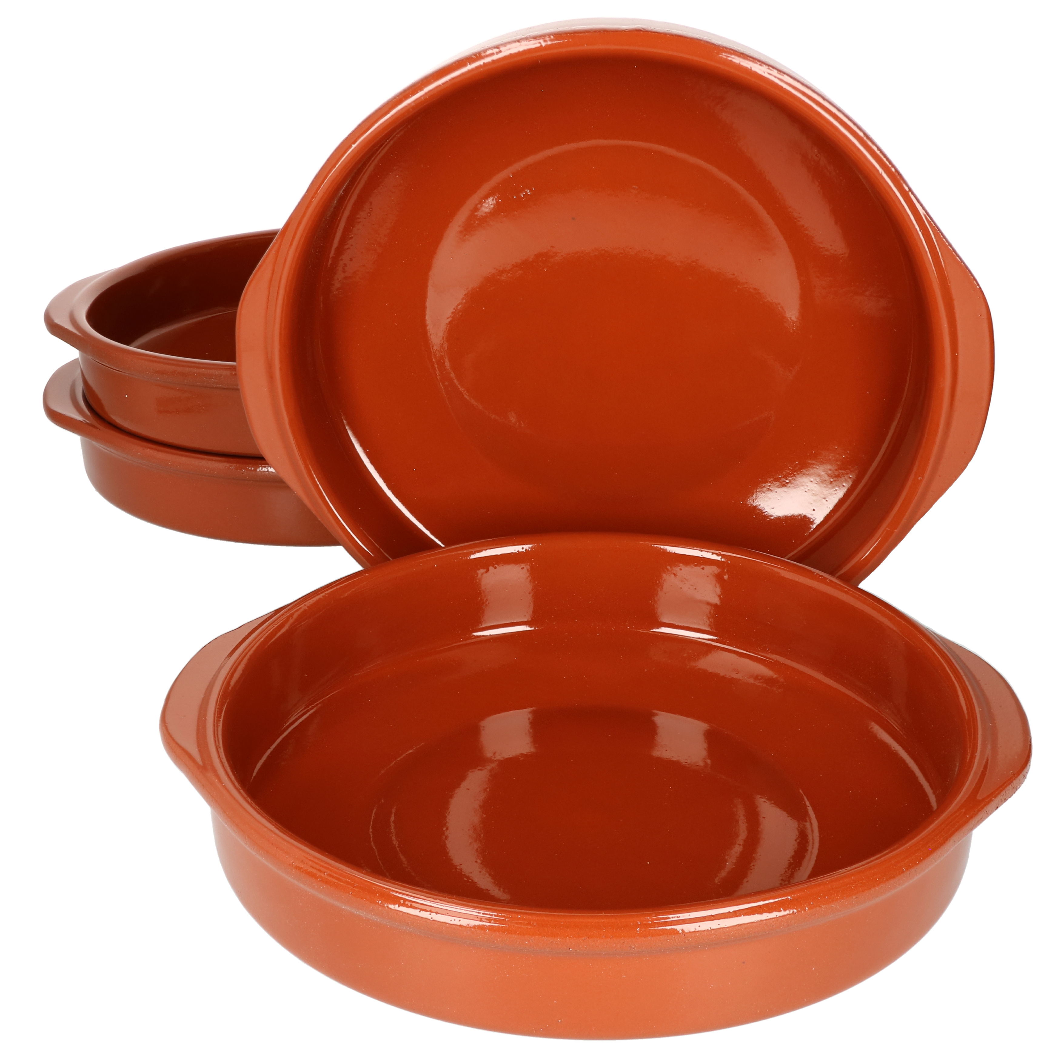 4-piece Set Cazuela With Handles, Clay Bowl , Ø 25.5cm, Xxl Size, Medieval Viking Style