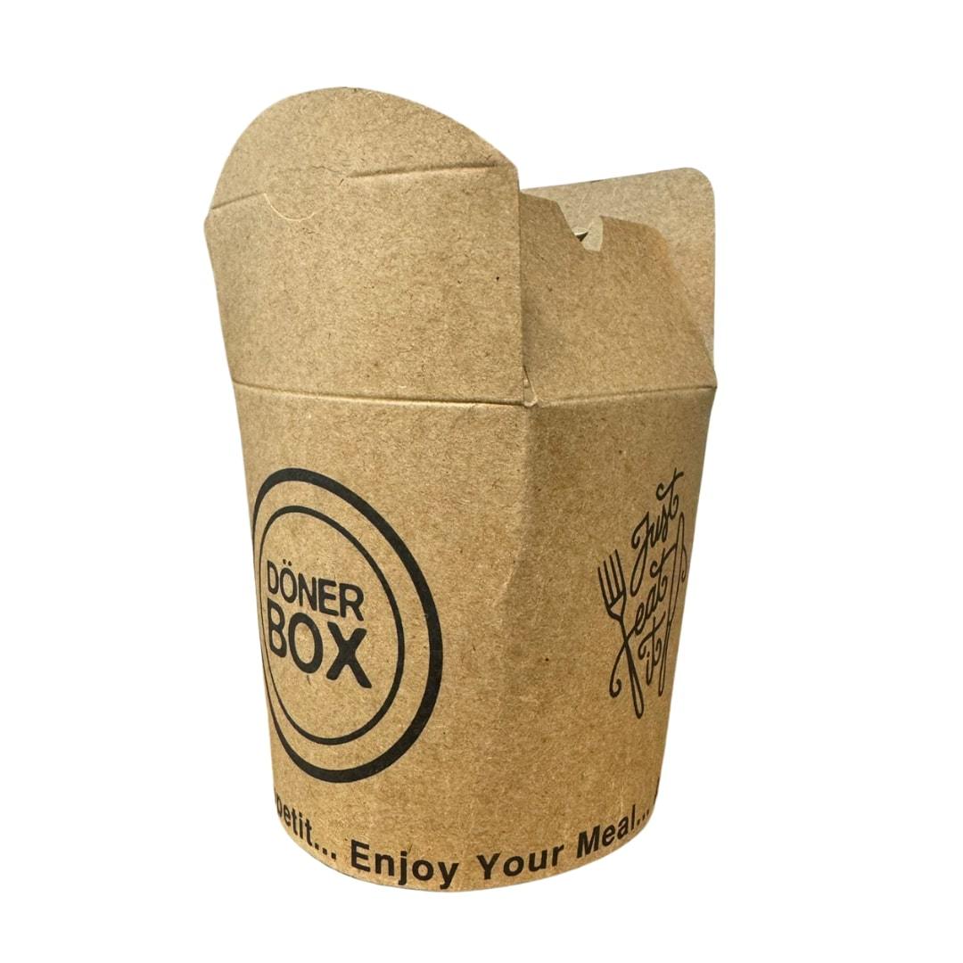Döner Box Takeaway Packaging For Kebab, Pasta & More, 750ml (26oz), & Natural Elegant Variants, Grease-resistant & Sturdy, Folding Box, Cardboard Box