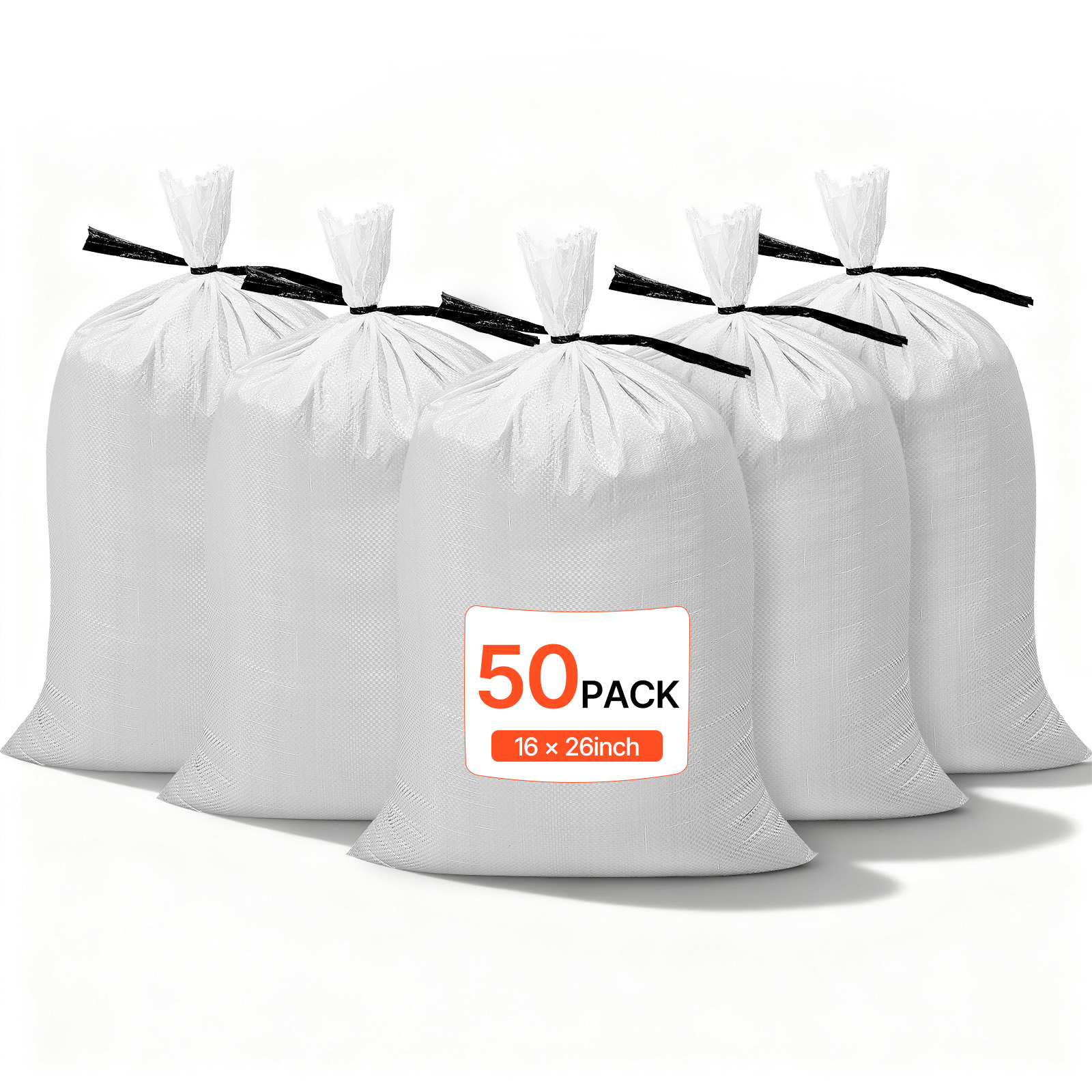 TEMU Sacchi di Sabbia Vuoti VEVOR, Confezione da 50 da 40 cm, Sacchi di Sabbia per Carichi Pesanti con Legacci, Capacit� 22,6 kg, Sacchi di Sabbia in