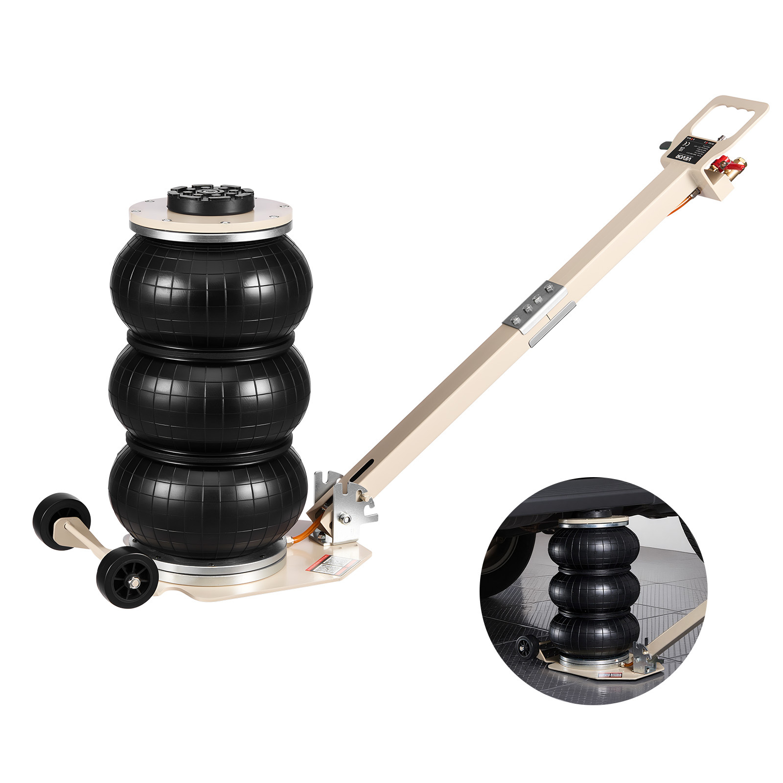 TEMU VEVOR Pneumatique, à Air Triple Sac de 3 , Sac à Air avec Six Tubes en Acier, Hauteur de Levage jusqu'à 450 mm, Levage Rapide en 1-6 s avec