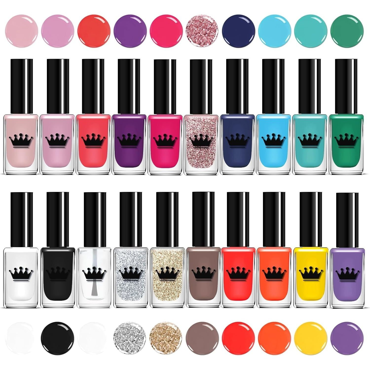 TEMU 20 Colour Non Gel Nail Polish Set 20 Different Colours Quick Dry