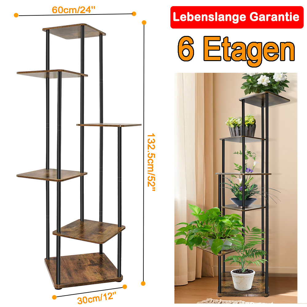 E-shop 4/5/6 Etagen Pflanzenständer Blumenständer Draußen Innen, Blumenhocker Blumentreppe, Metall Blumenregal, Blumentopf Ständer Pflanzentreppe für