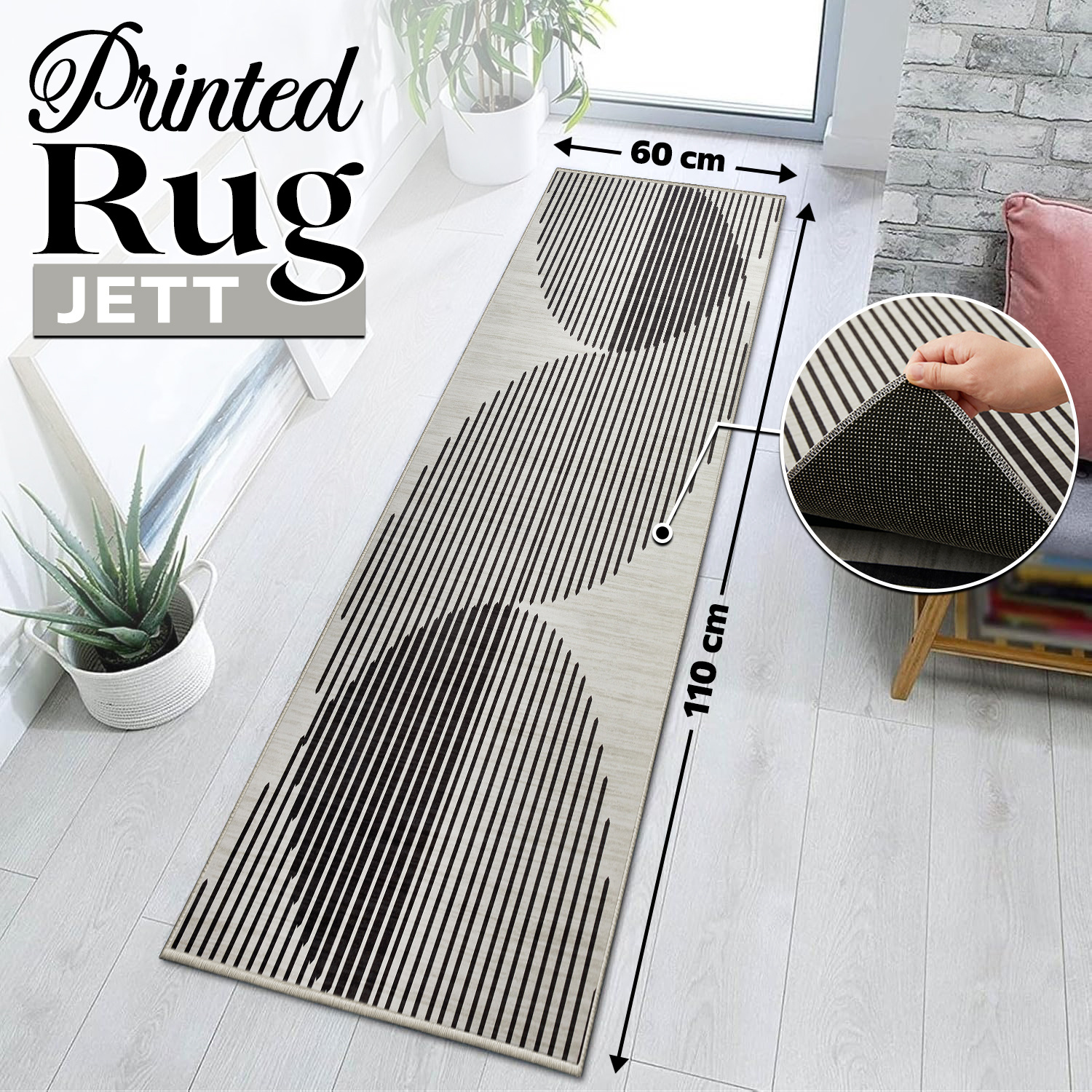 TEMU 1pc Premium Printed Area Rug – Soft & Machine Washable Carpet With Non-slip Rubber Backing, Fade-resistant Stylish Floor Mat For Living Room,