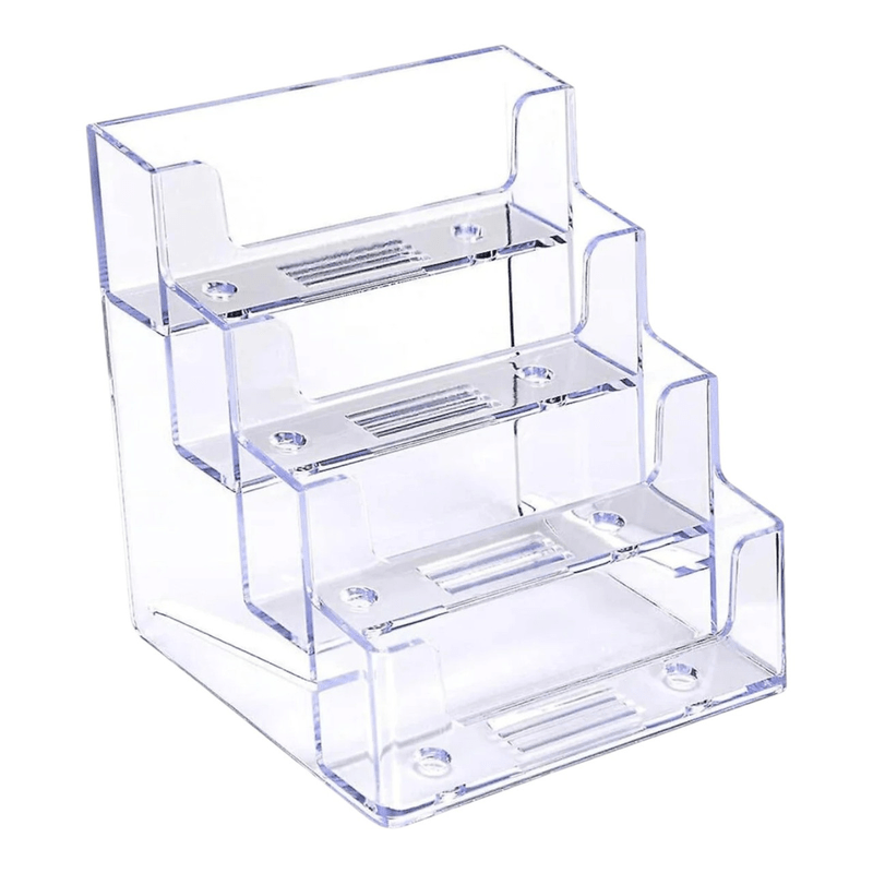 TEMU Clear Plastic 4-tier Landscape Business Card Holder – Free-standing Counter Display