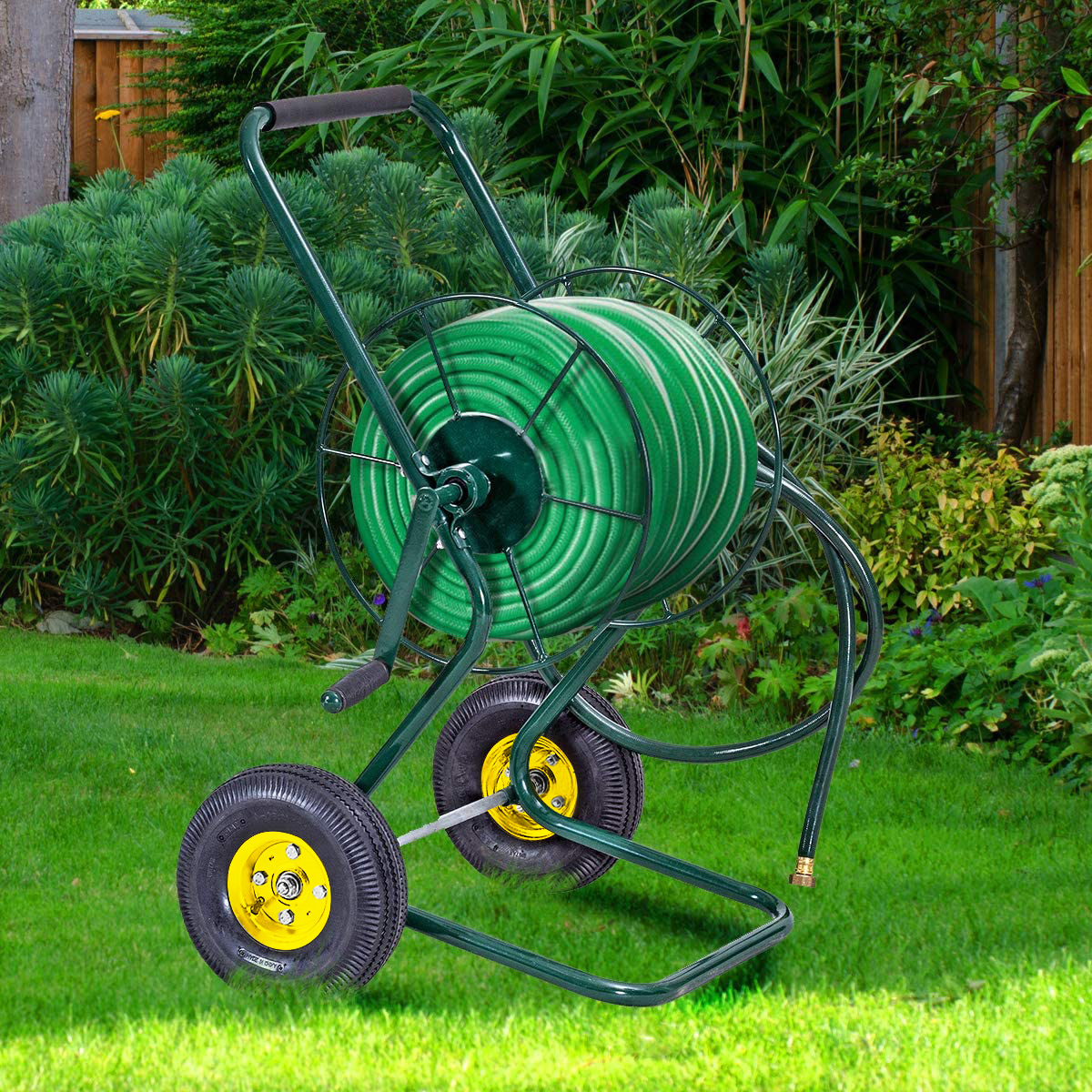 Image of Hose Cart, Garden Hose Cart With Metal Frame And Wheels, Hose Cart For Outdoor Area With A Capacity Of 60 M Hose