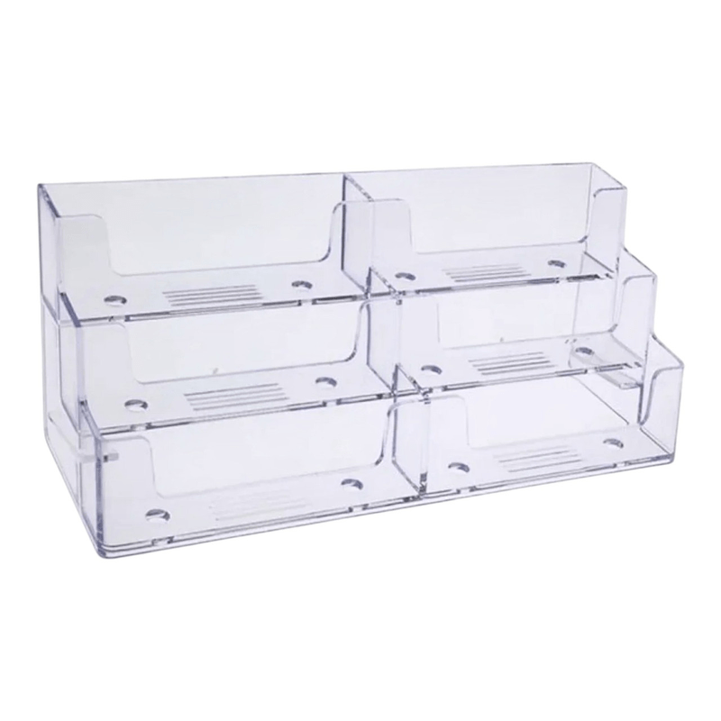 TEMU Clear Acrylic 6-pocket 3-tier Business Card Holder – Free-standing Desktop Organizer