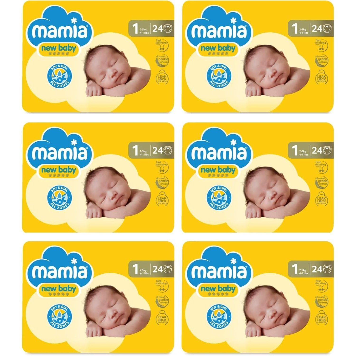 TEMU Mamia Size 1 Diapers Newborn 24 Pack, 144 Diapers (6 X 24)