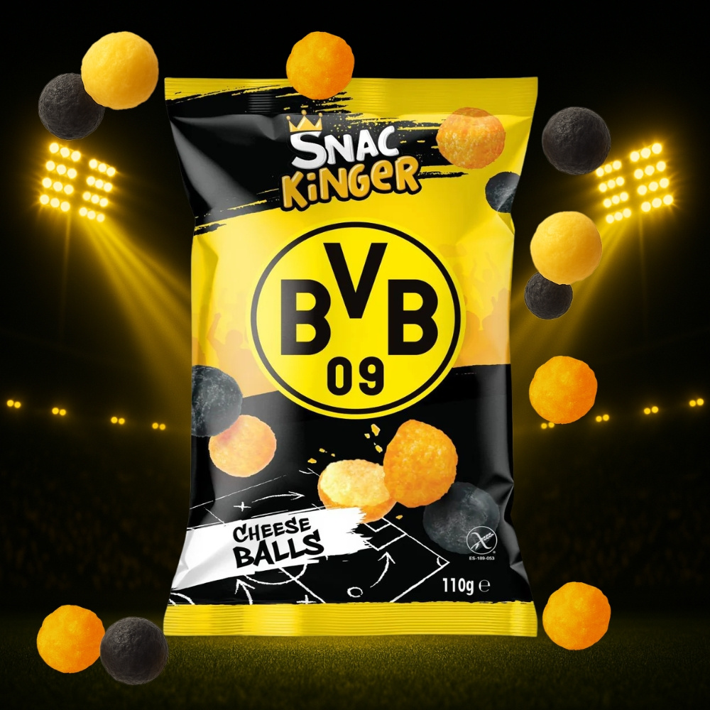 Image of Bvb Cheeseballs - Crispy Cheese Balls With Cheese Flavor In Legendary Yellow Black | Merch - Official Borussia Dortmund Fan Snack, Football Snack For Matchdays, Parties & Public Viewing