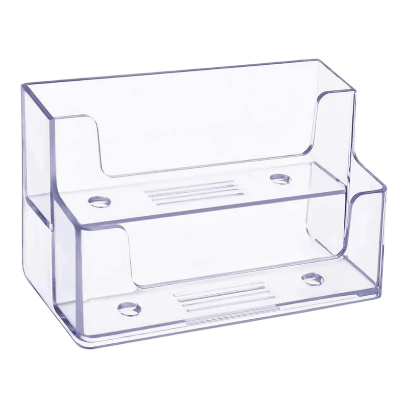 TEMU Clear Acrylic 2-tier Business Card Holder – 100 Card Capacity Desktop Display Stand