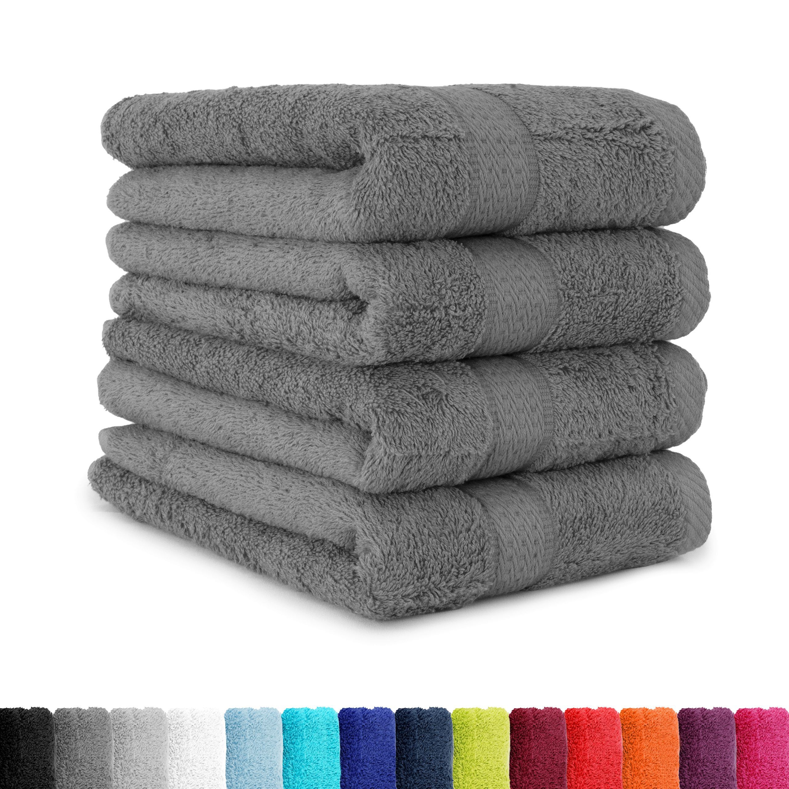 E-shop Frottee Baumwolle Handtuch Set - Hochwertige natürliche Baumwolle - 50x100 cm mit Aufhängeschlaufe - Saugstark und Strapazierfähig - als