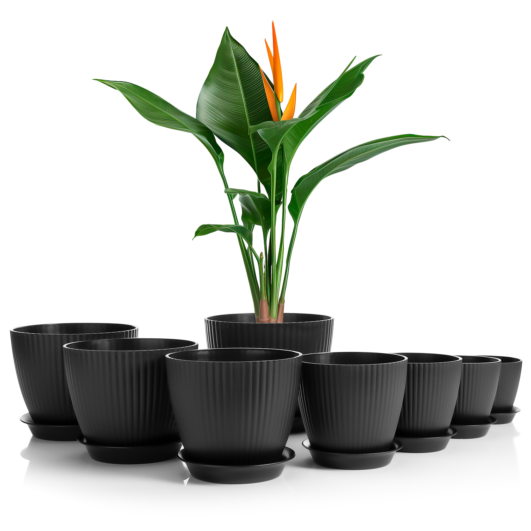 Bigdean 8-piece Flower Pot Set With Saucers In