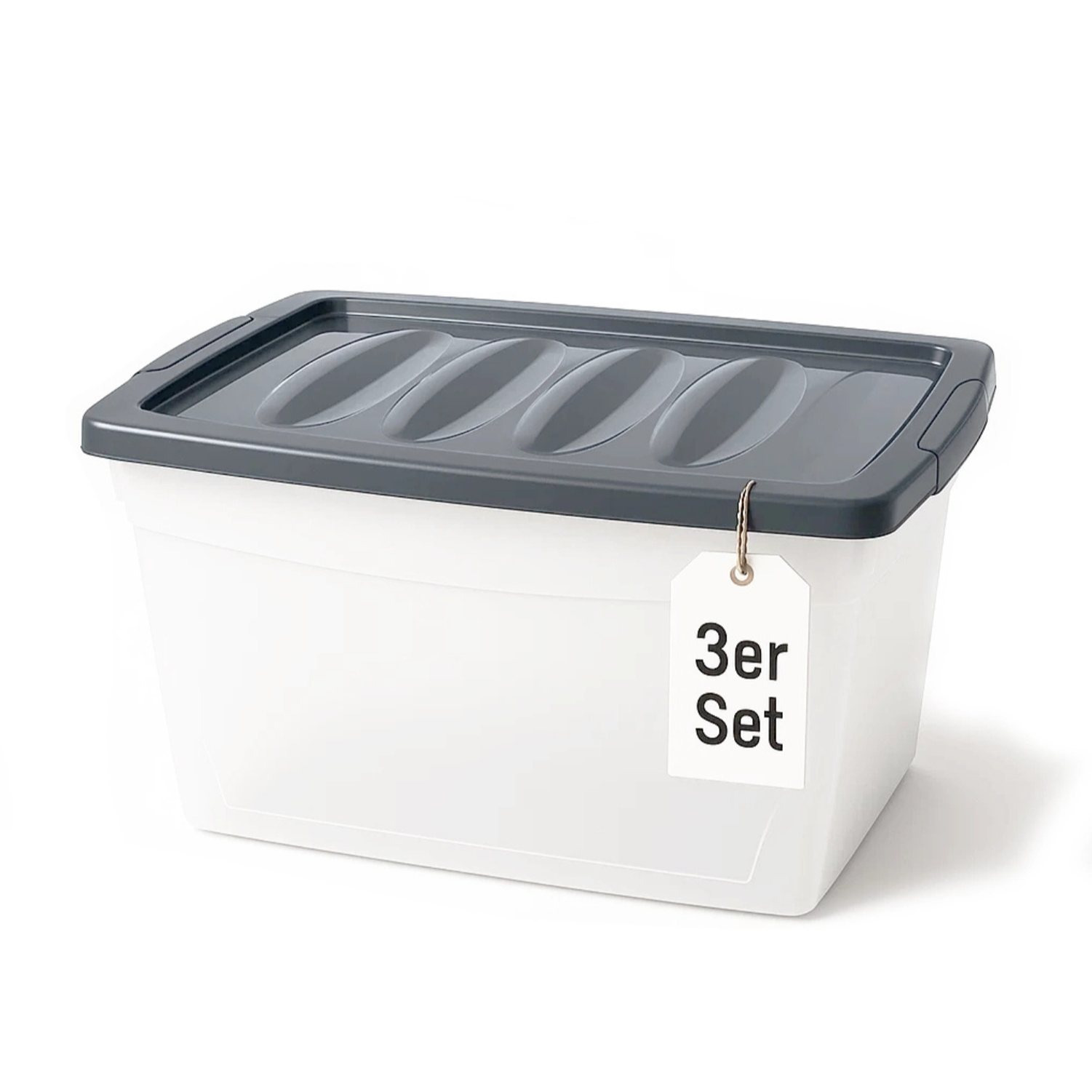 Bigdean 3x 60 L Storage Box With Lid Large Plastic Box With Lid