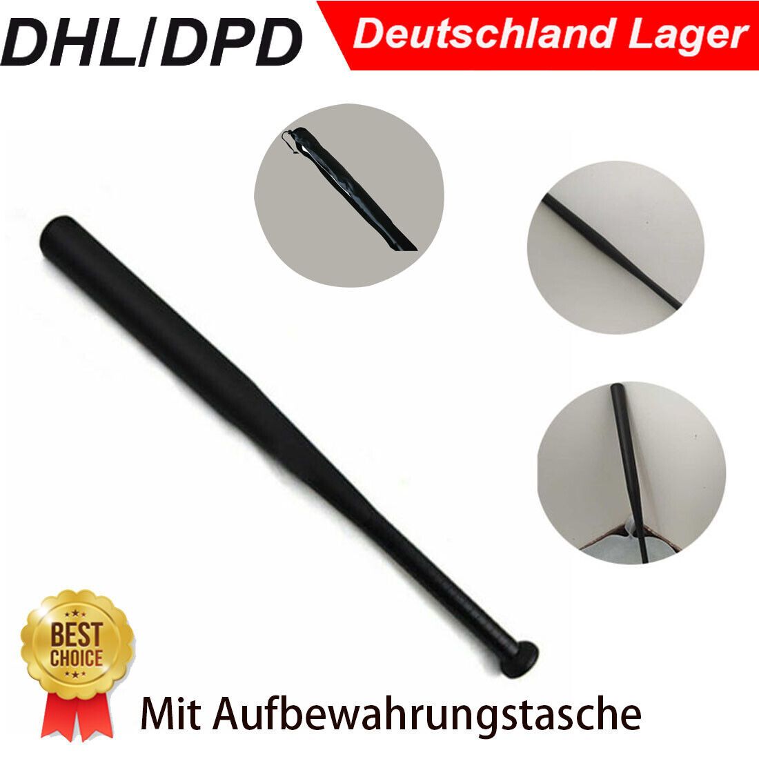 1pc 32 Inch Steel Baseball Bat, 81 Cm Outdoor Baseball Bat With Non-slip Grip, Black For Baseball Training And Practice